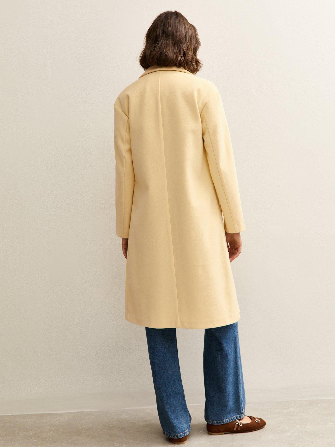 Image 2 of 5 of New Look Open Front Longline Coat - Light Yellow