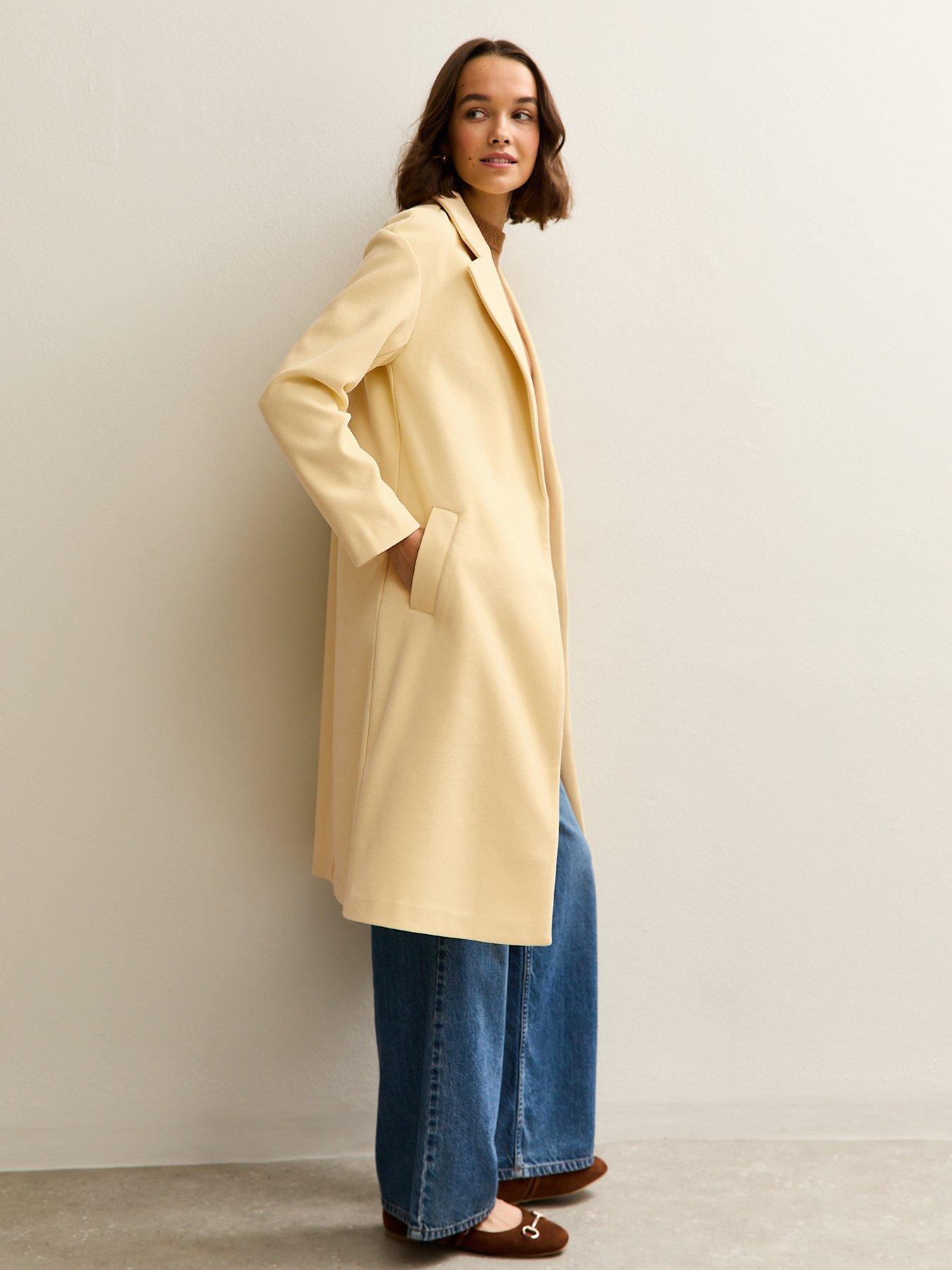 Image 3 of 5 of New Look Open Front Longline Coat - Light Yellow