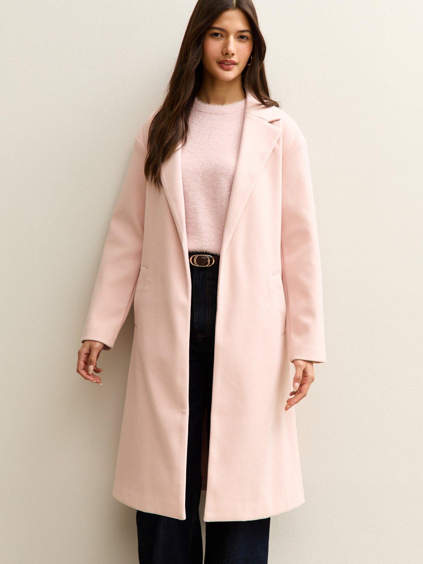 Image 3 of 5 of New Look Open Front Longline Coat - Pink