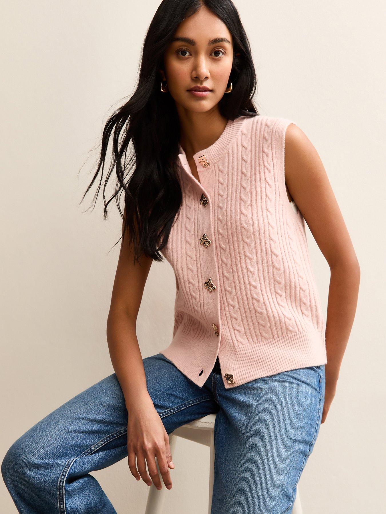 new-look-cable-knit-waistcoat-light-pinkfront