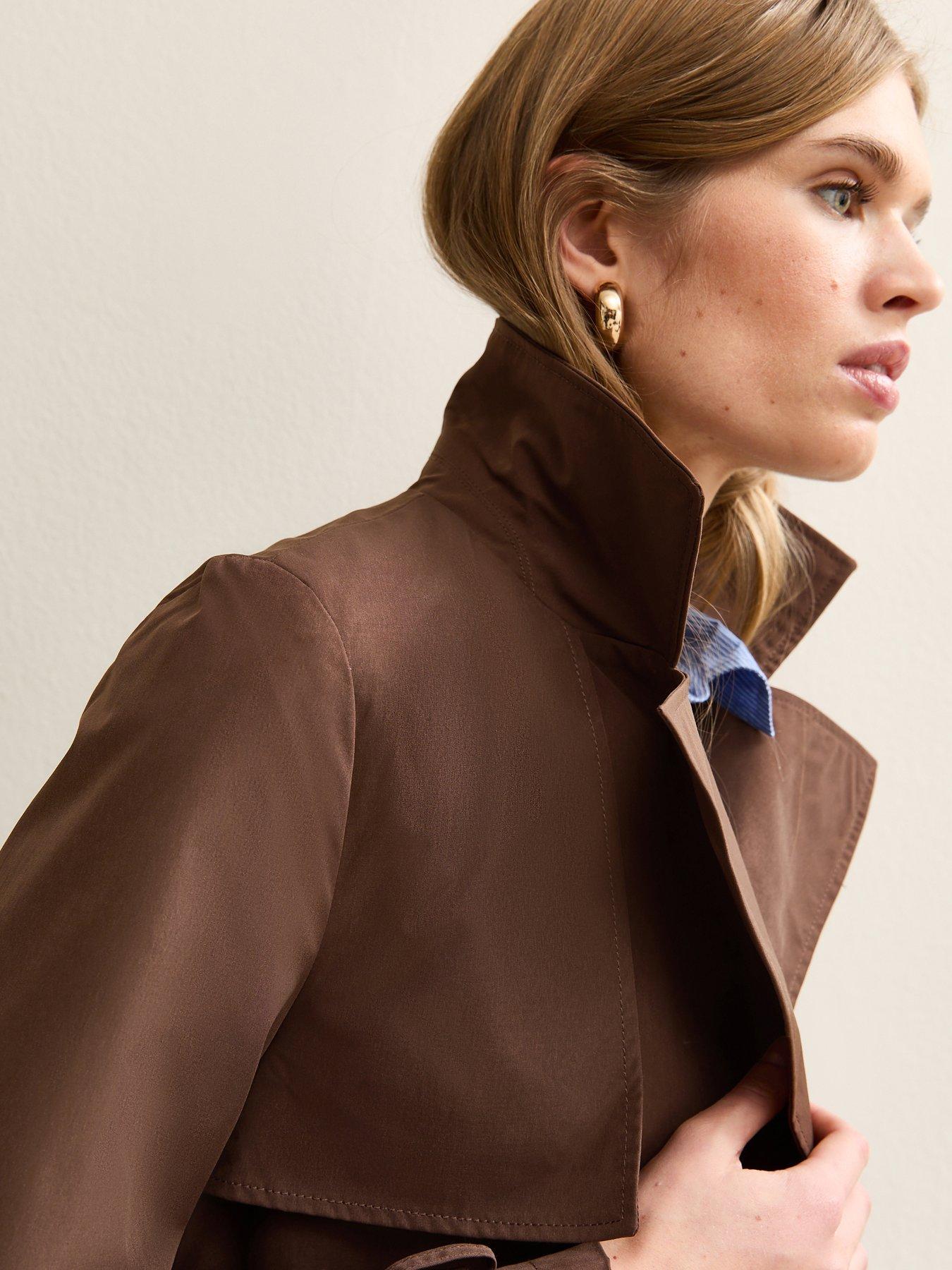 Image 5 of 6 of New Look Double Breasted Trench Coat - Dark Brown
