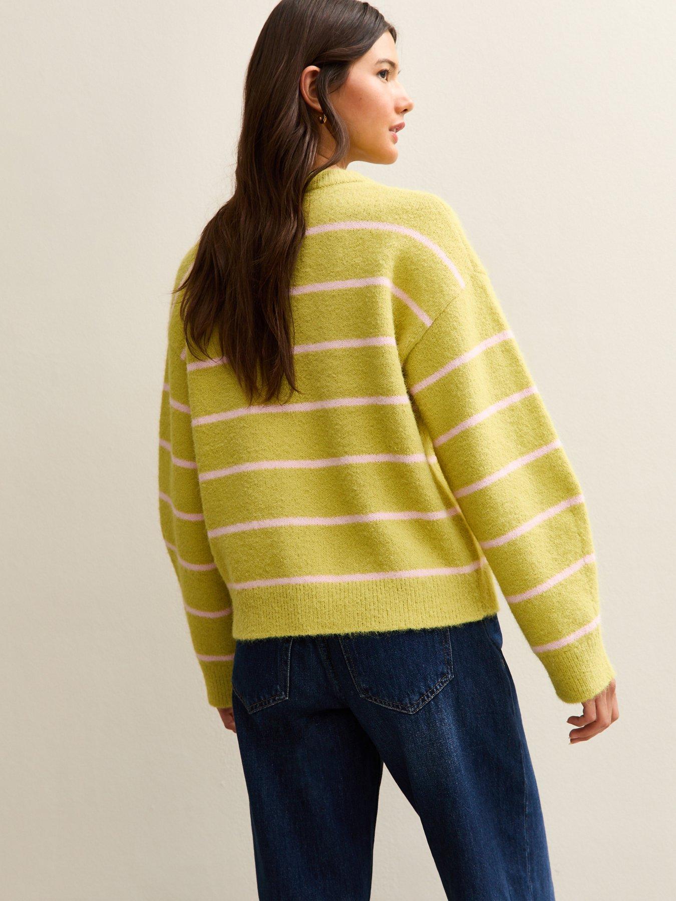 Image 2 of 5 of New Look Green Thin Stripe Midweight Knit Jumper