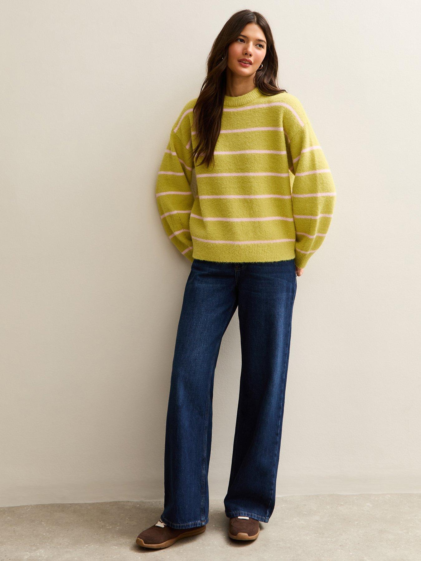 Image 3 of 5 of New Look Green Thin Stripe Midweight Knit Jumper