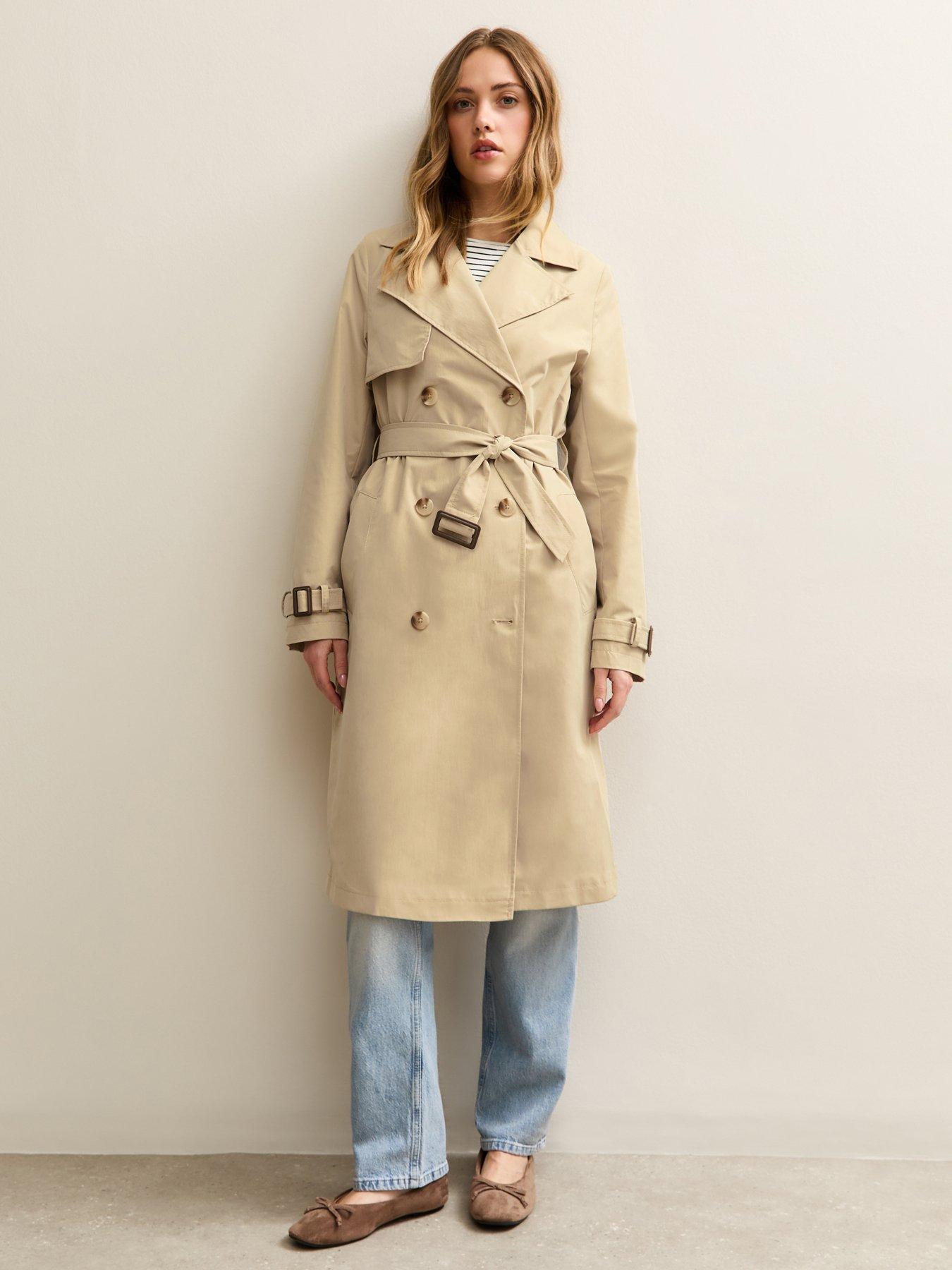 Image 3 of 5 of New Look Stone Double Breasted Trench Coat -