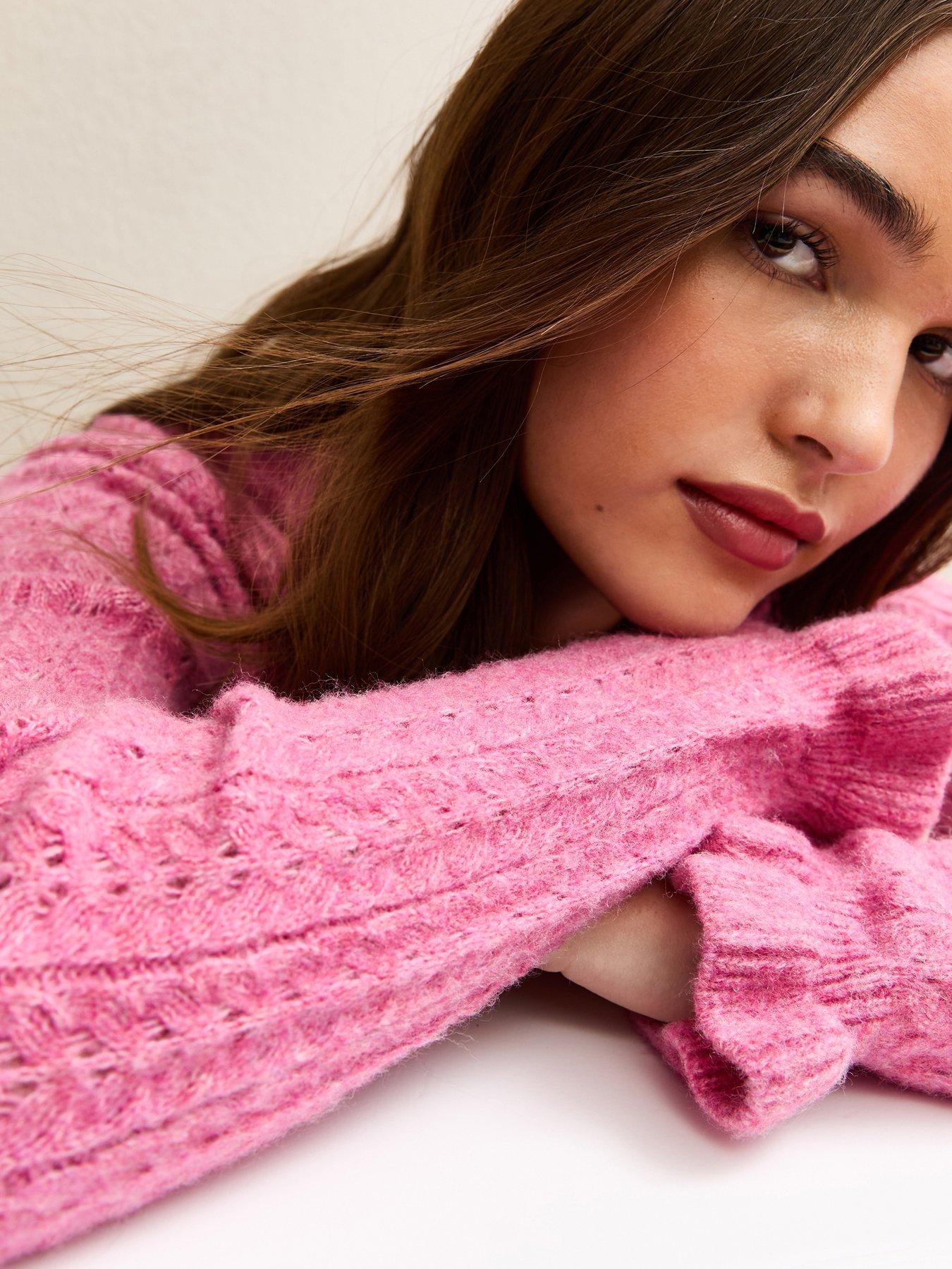 Image 4 of 5 of New Look Frilly Button Front Cardigan - Pink