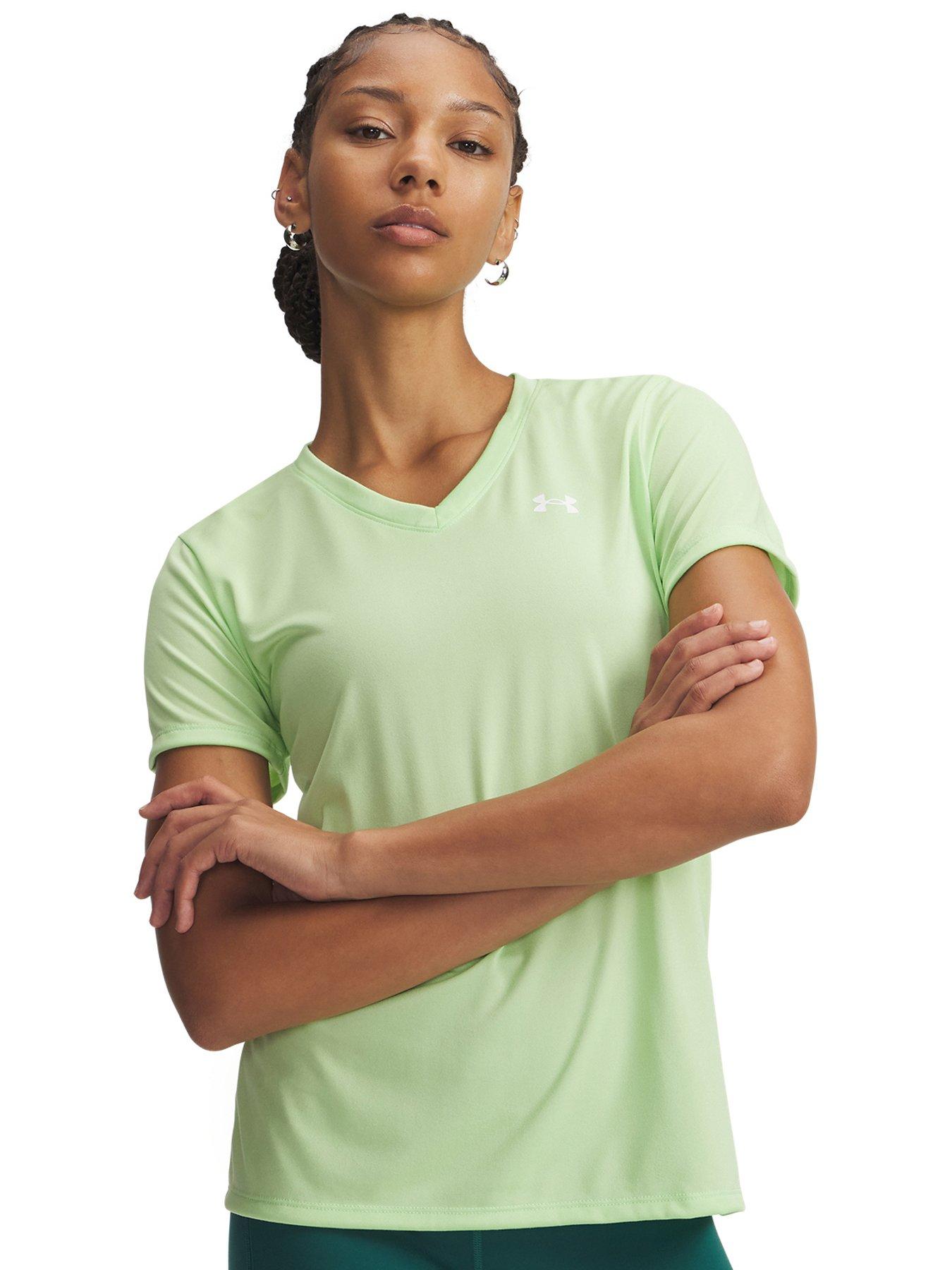 under-armour-womens-training-tech-short-sleeve-v-neck-t-shirt-green