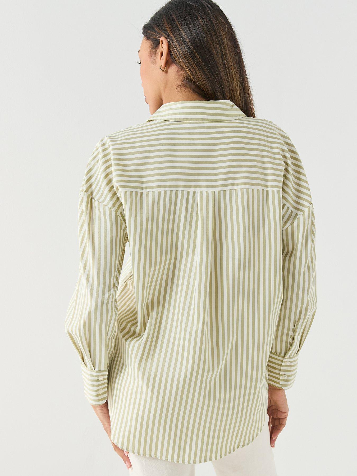 Image 2 of 5 of JDY Jdyvesper Loose Long Sleeve Striped Shirt - Cloud Dancer