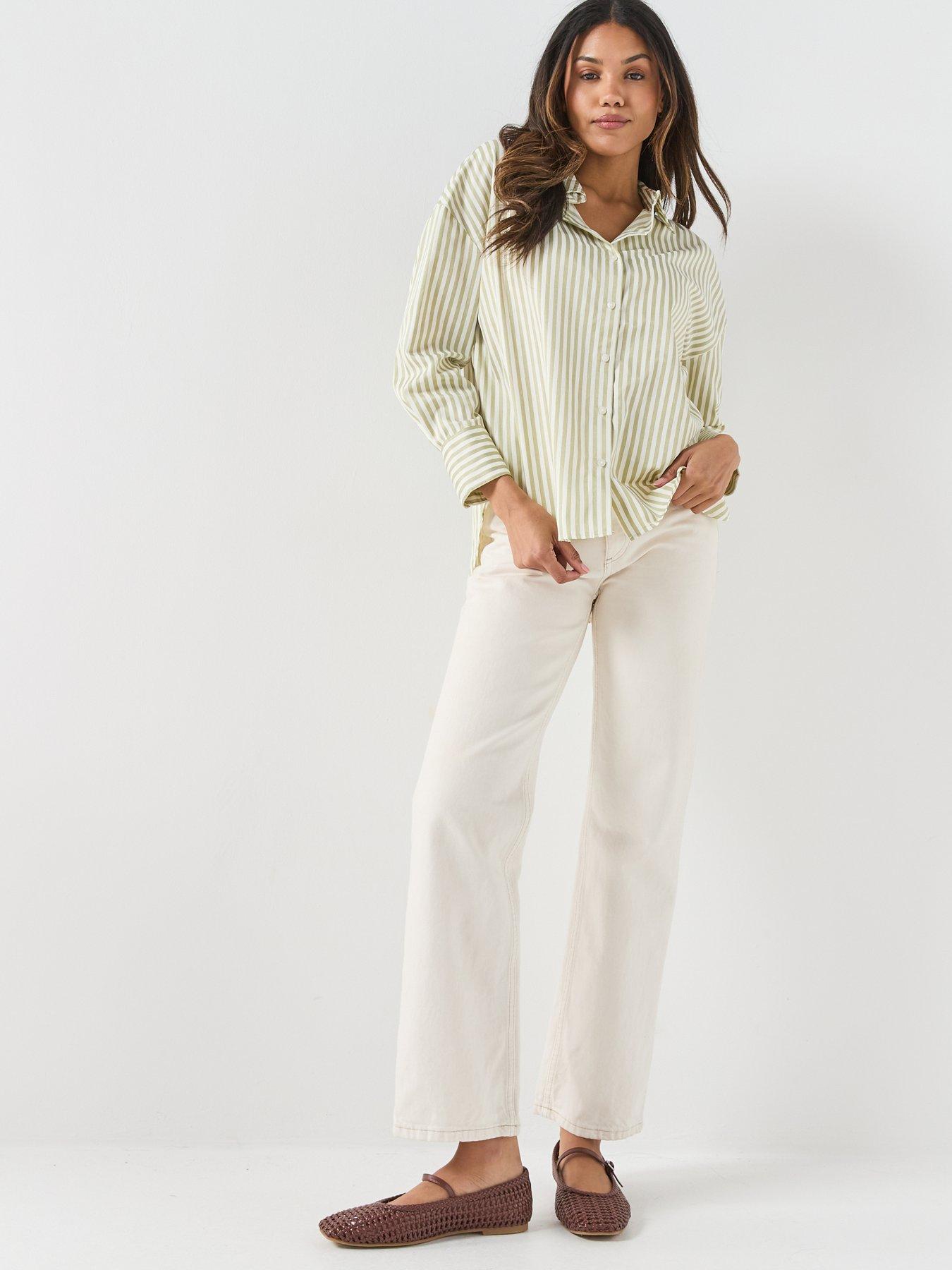 Image 3 of 5 of JDY Jdyvesper Loose Long Sleeve Striped Shirt - Cloud Dancer