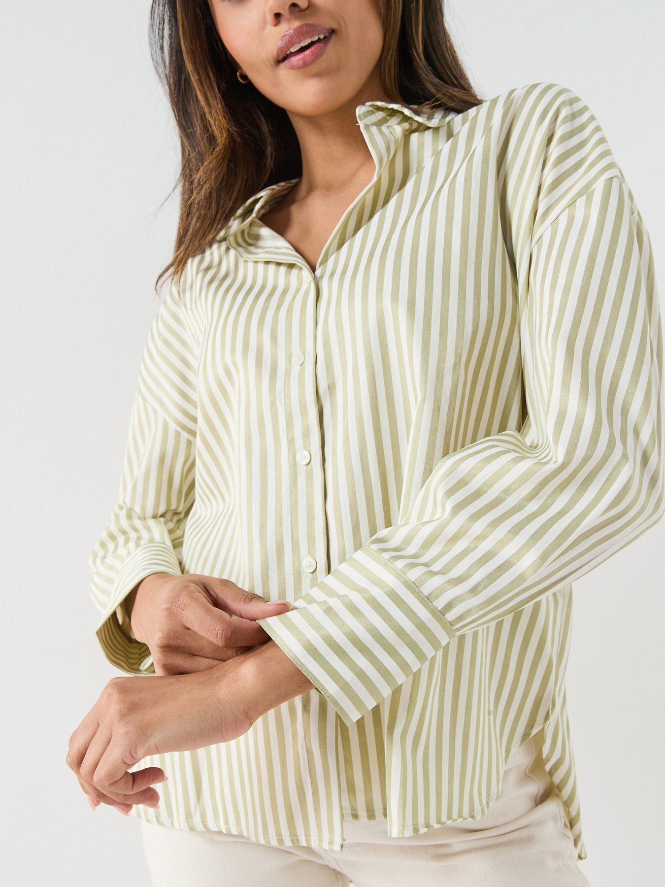Image 4 of 5 of JDY Jdyvesper Loose Long Sleeve Striped Shirt - Cloud Dancer
