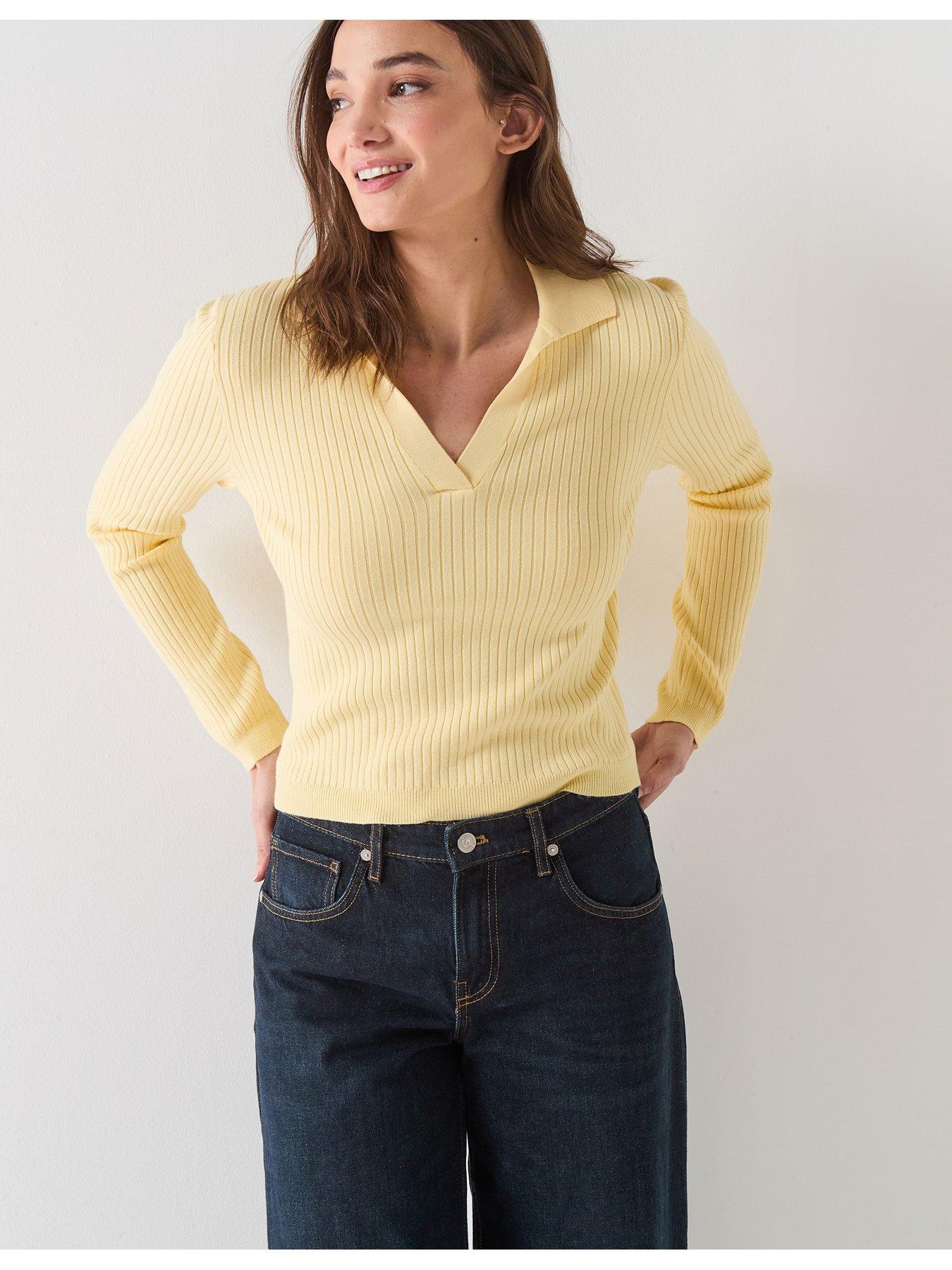 only-kaya-long-sleeve-polo-neck-jumper-yellowfront