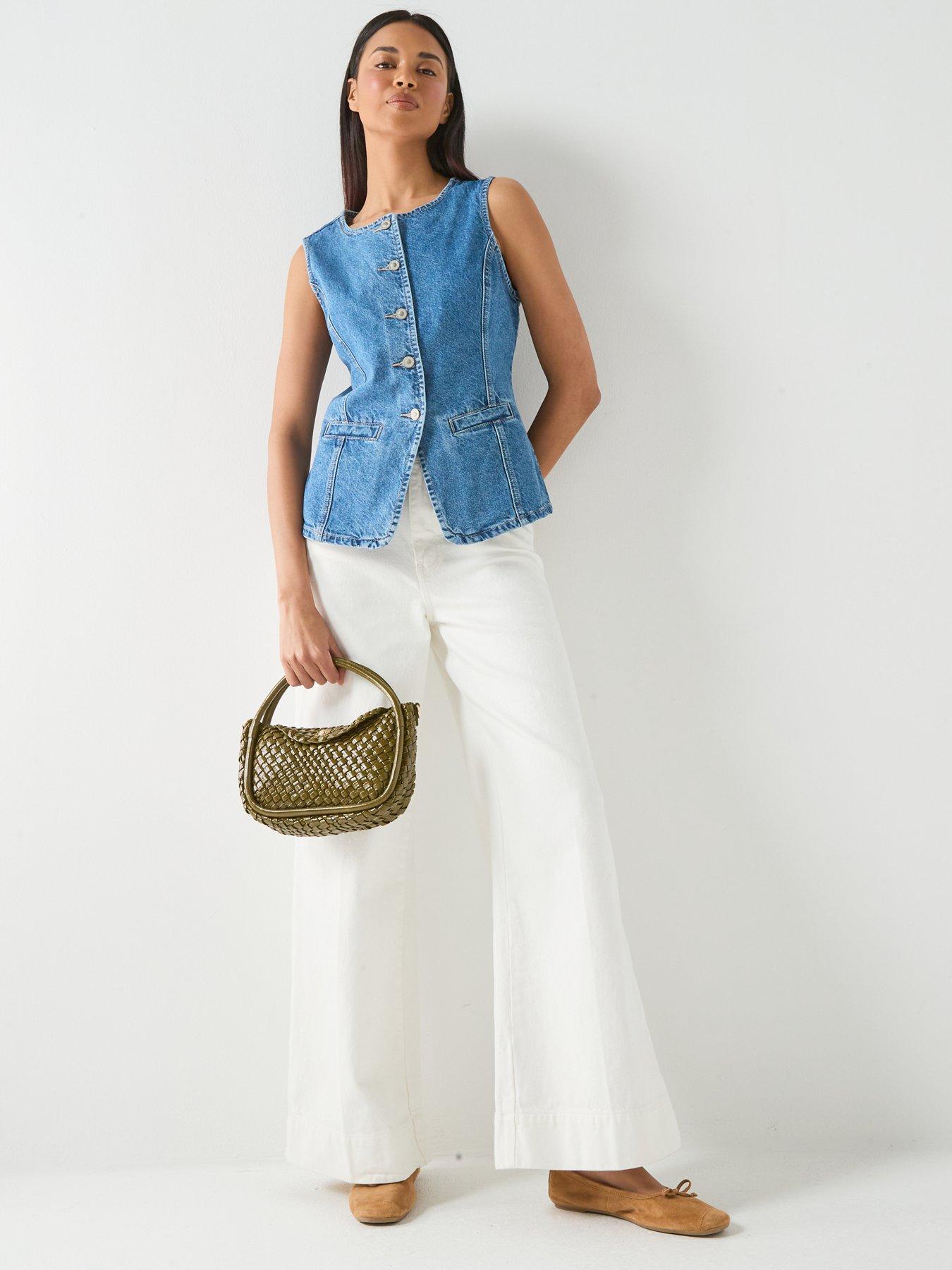 Image 3 of 6 of Only Giulina Sleeveless Button Front Waistcoat - Blue