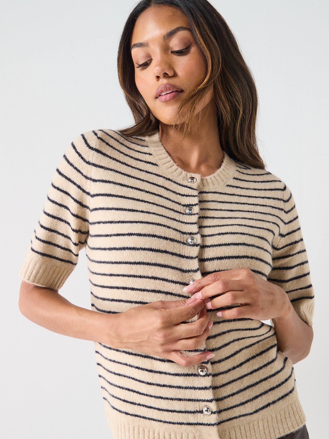 only-chester-short-sleeve-striped-cardigan-nbsp--creamoutfit