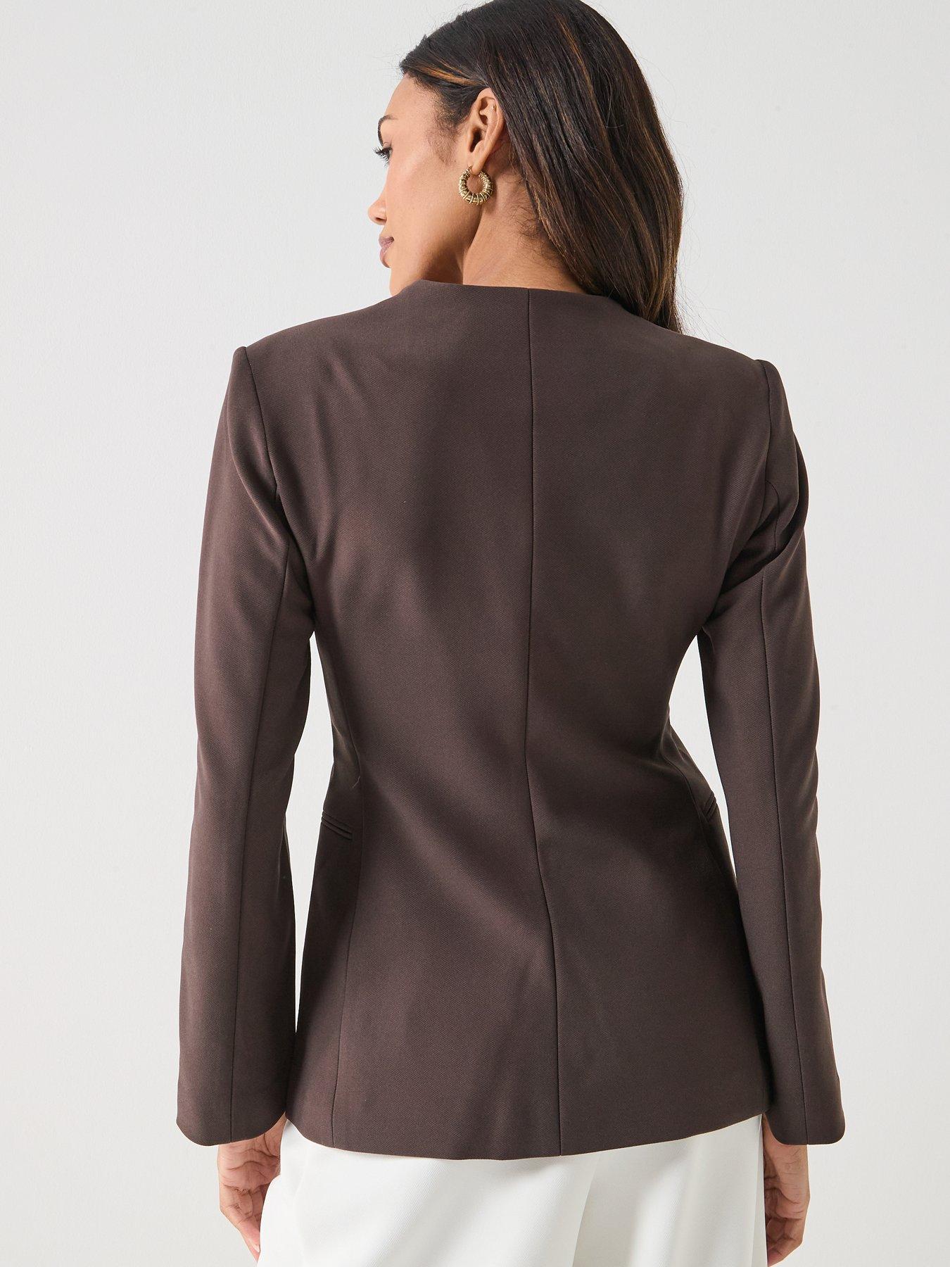 only-lamina-long-sleeve-button-front-blazer-brownstillFront