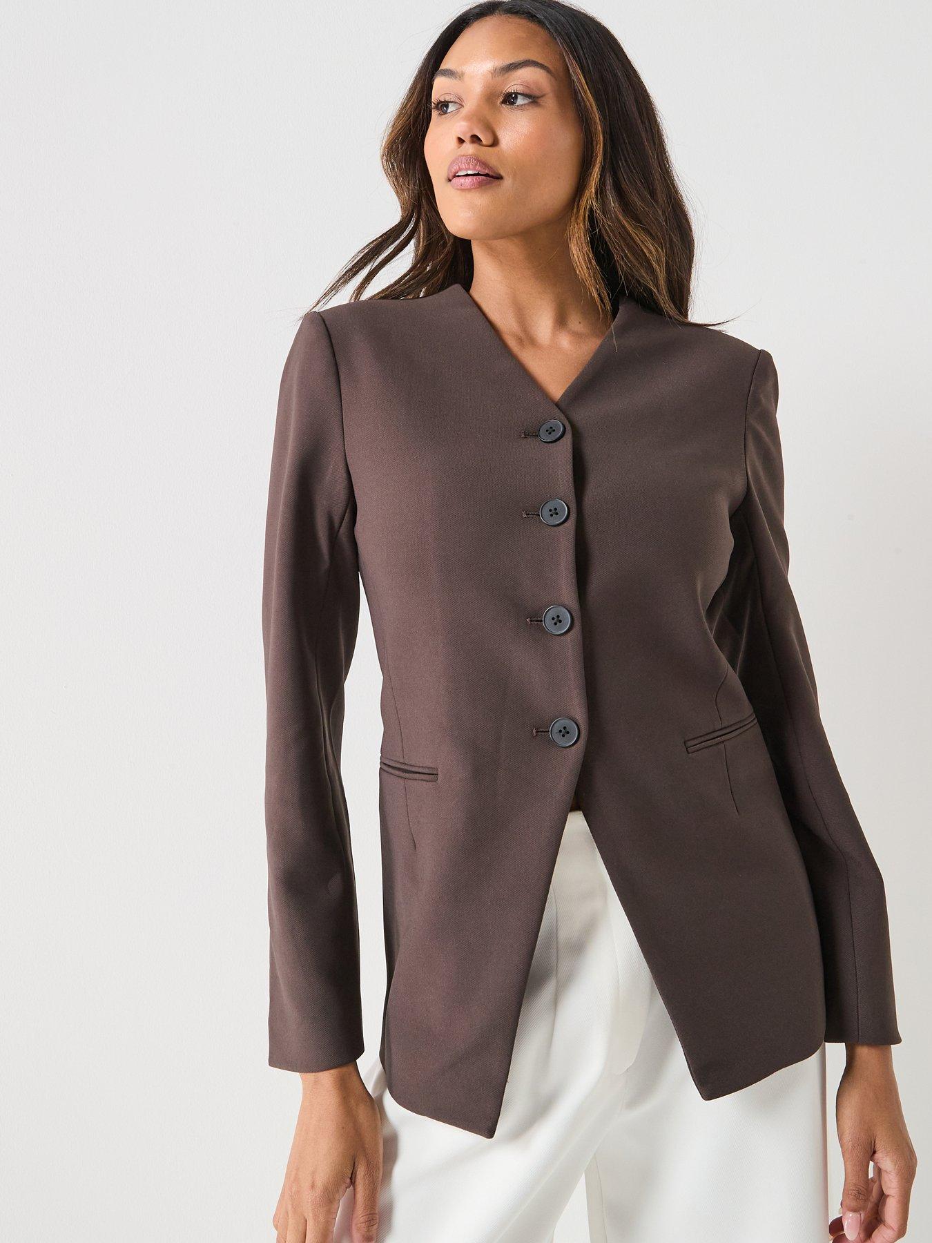 only-lamina-long-sleeve-button-front-blazer-browndetail