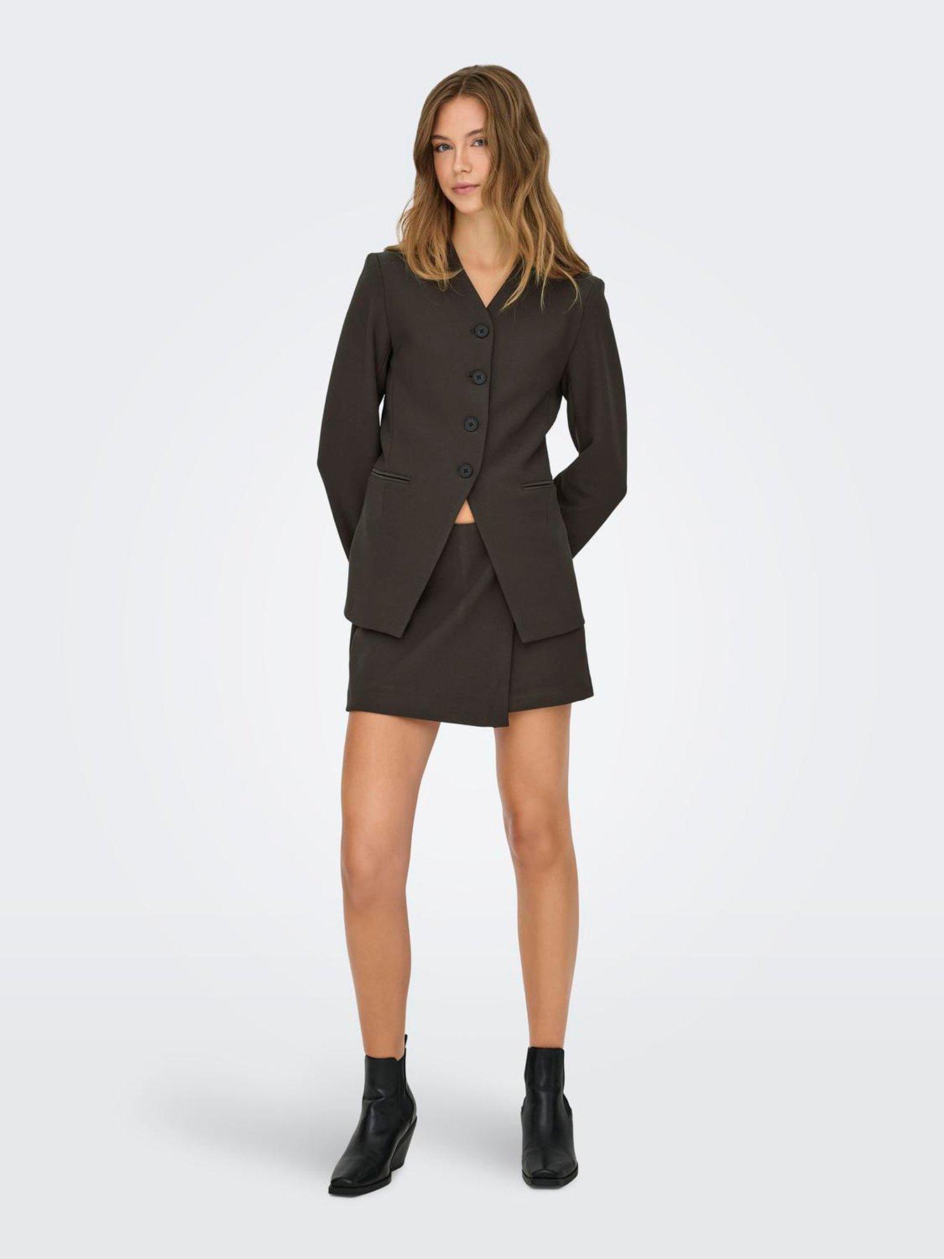 Image 3 of 4 of Only Tailored Warp Front Skort - Brown