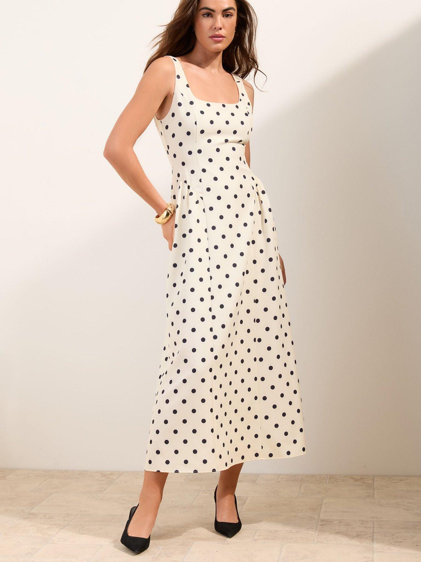 Image 1 of 4 of Friends Like These Spot Print Dress - White