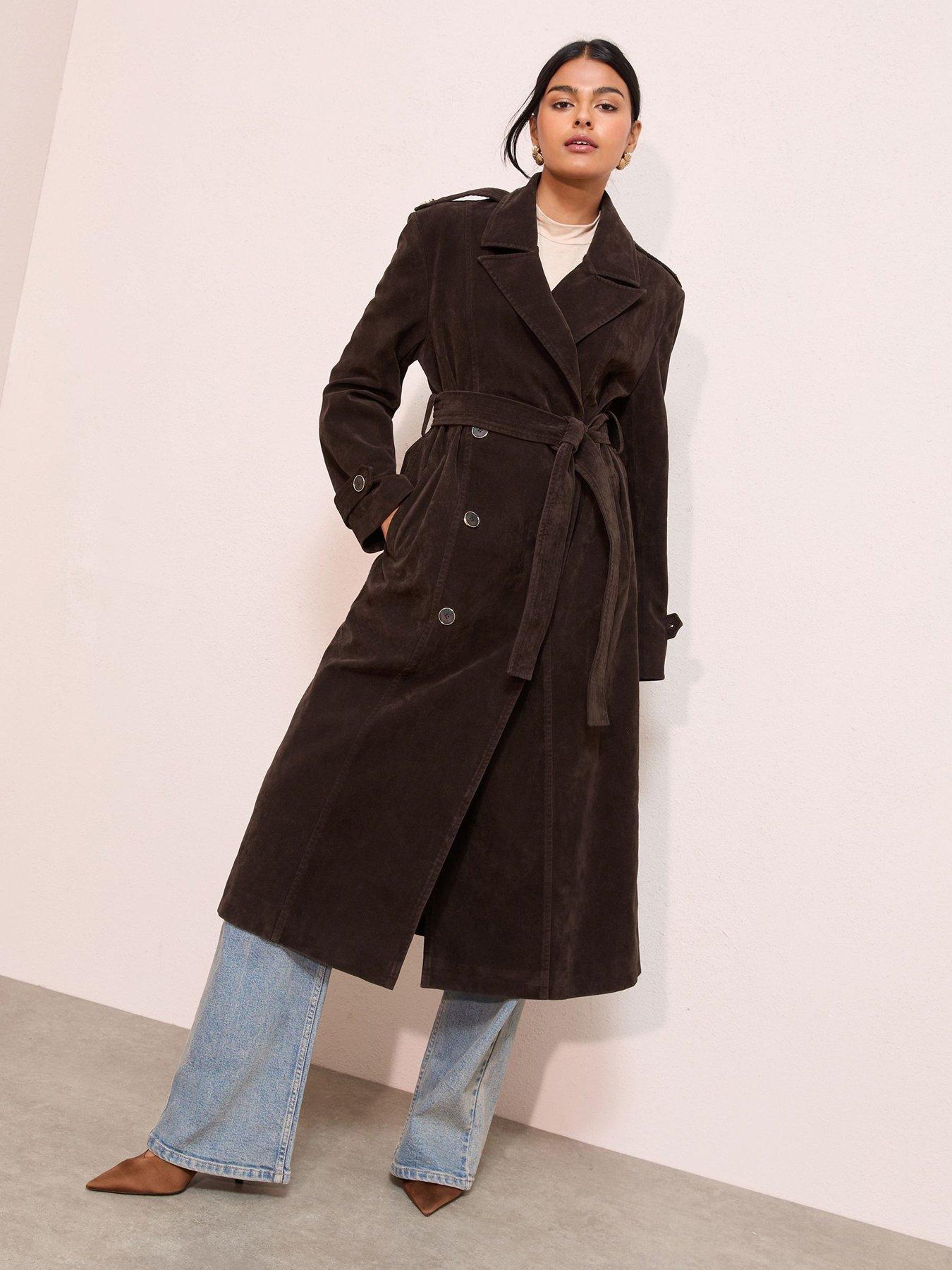 Friends Like These Suede Trench Coat - Brown