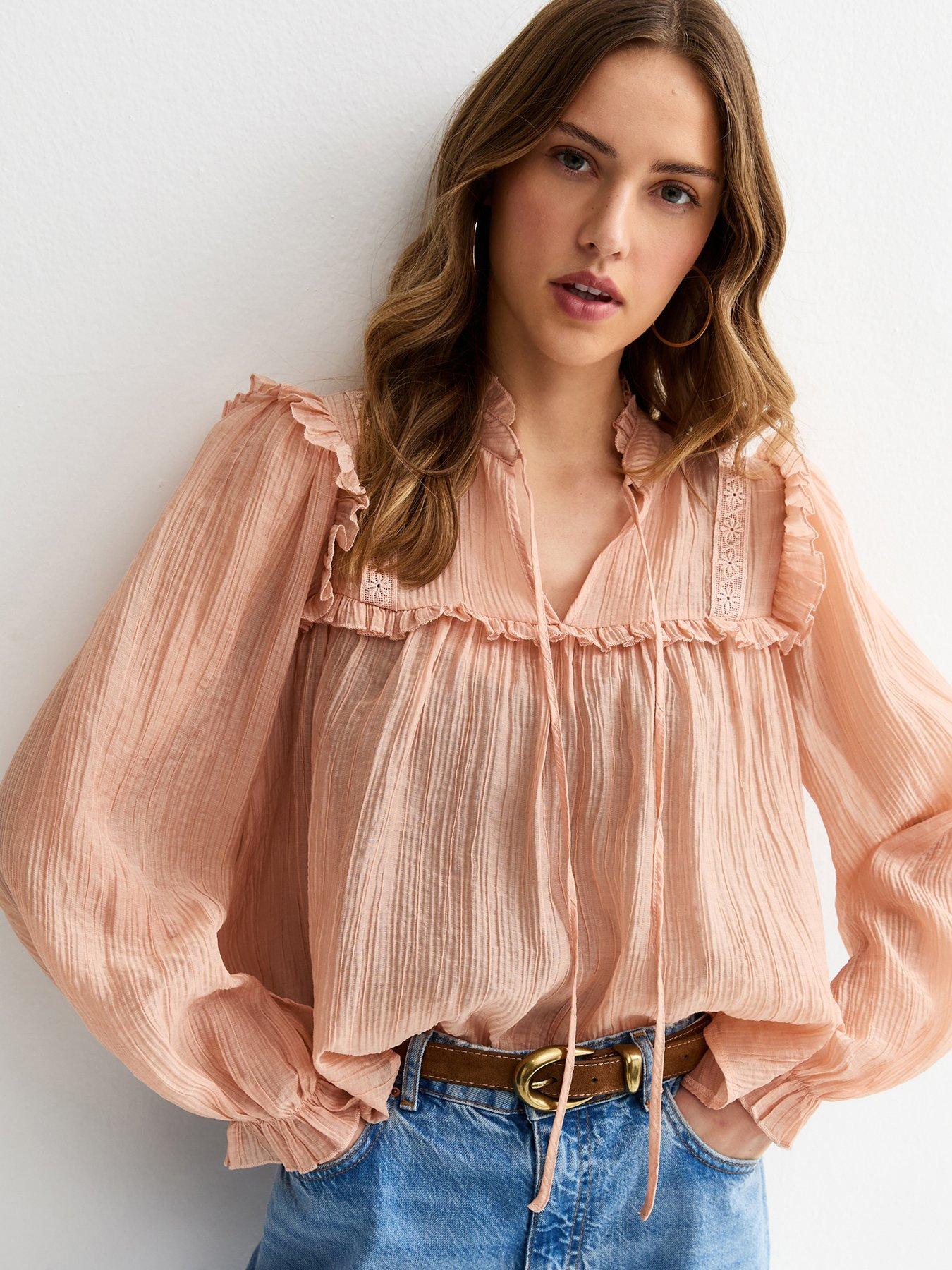 new-look-sheer-lace-bib-crinkle-texture-blouse-pinkfront