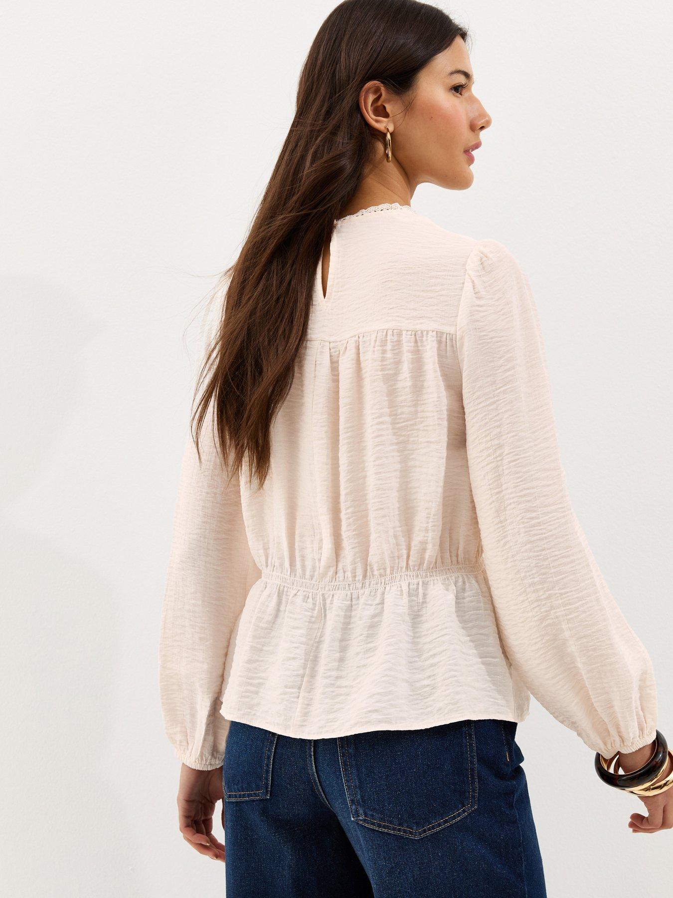 new-look-shirred-long-sleeve-crew-neck-blouse-off-whitestillFront