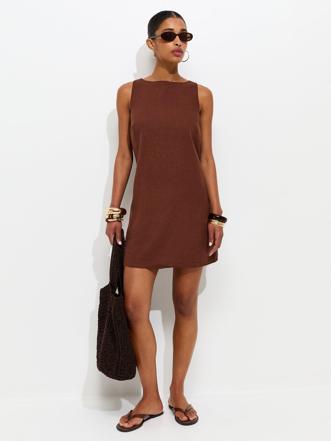 new-look-linen-blend-tie-back-mini-dress-brownback