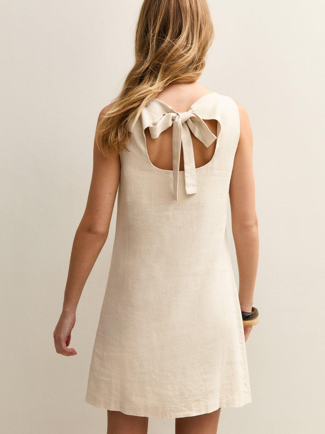 new-look-linen-blend-tie-back-mini-dress-stonestillFront