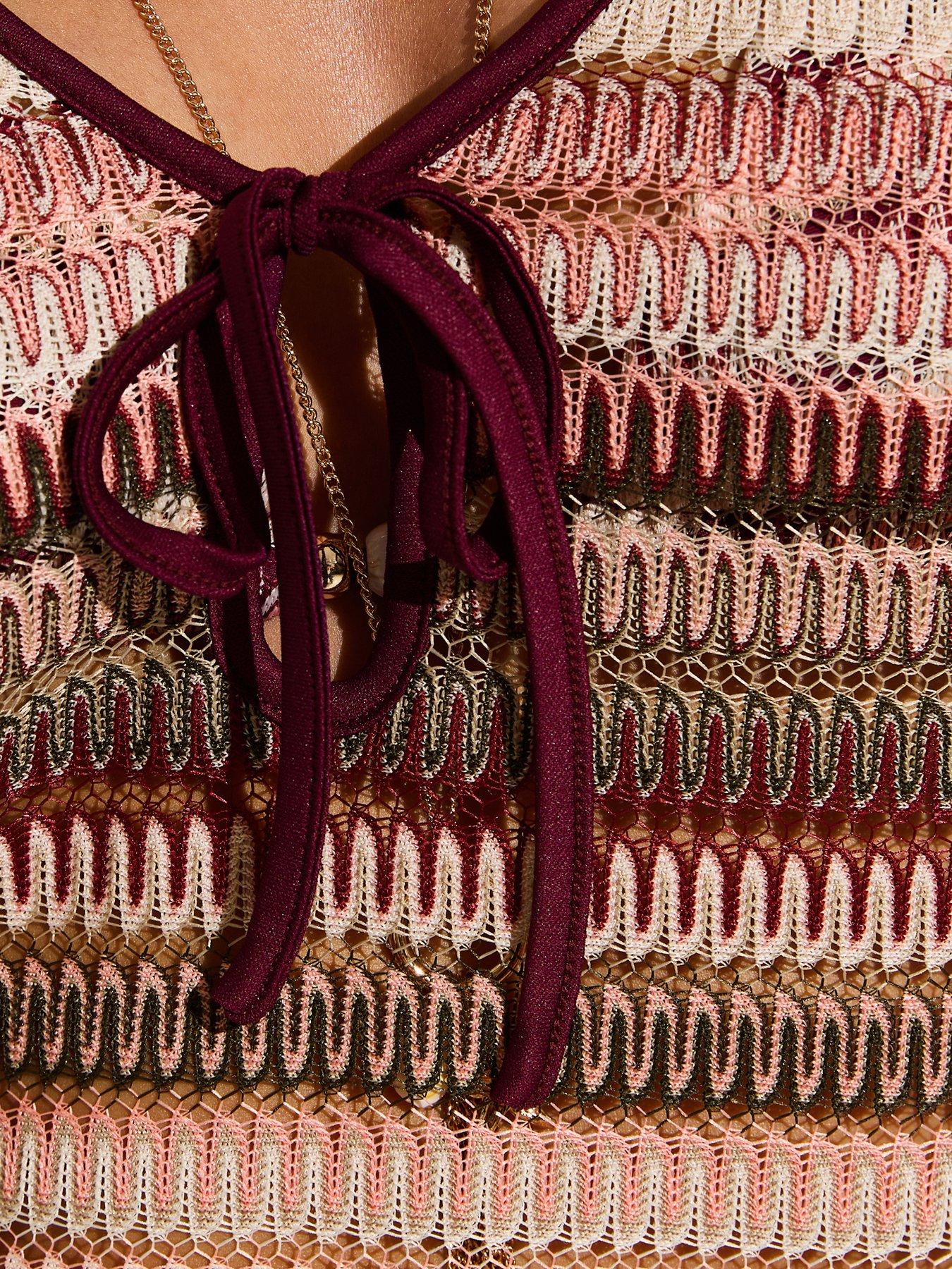 new-look-pink-stripes-crochet-kaftan-beach-mini-dressdetail