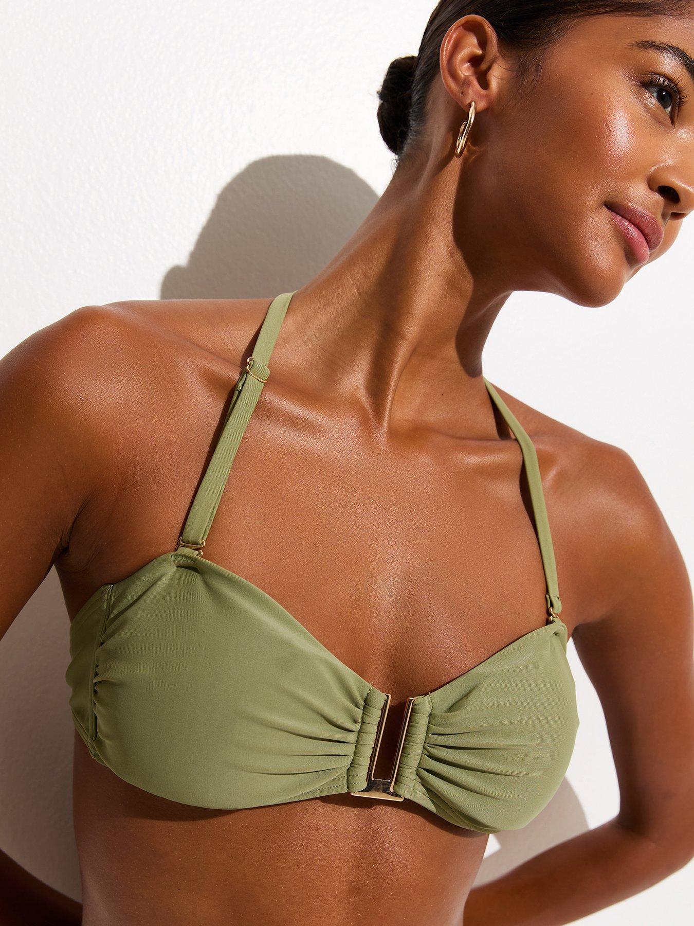 new-look-ruched-u-ring-bandeau-bikini-top-light-greenoutfit