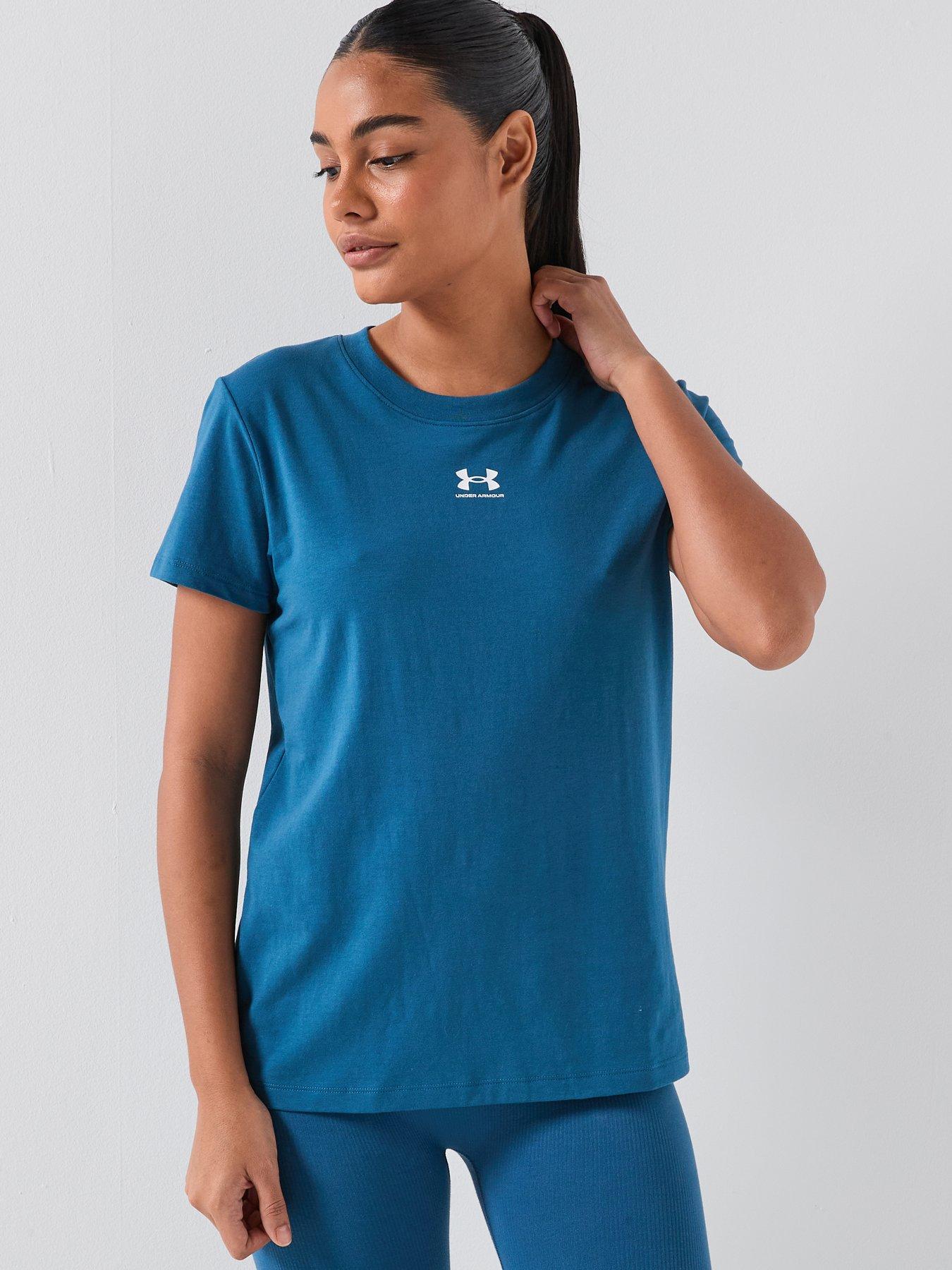 under-armour-womens-rival-knit-short-sleeve-t-shirt-blue