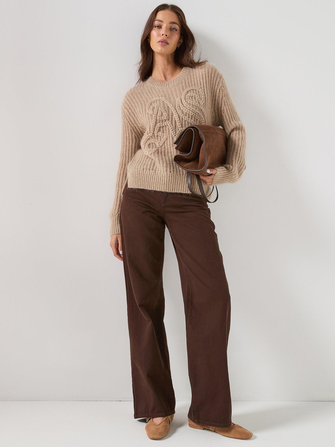 Image 3 of 5 of AllSaints Chain AllSaints Embroidered Jumper - Barley White
