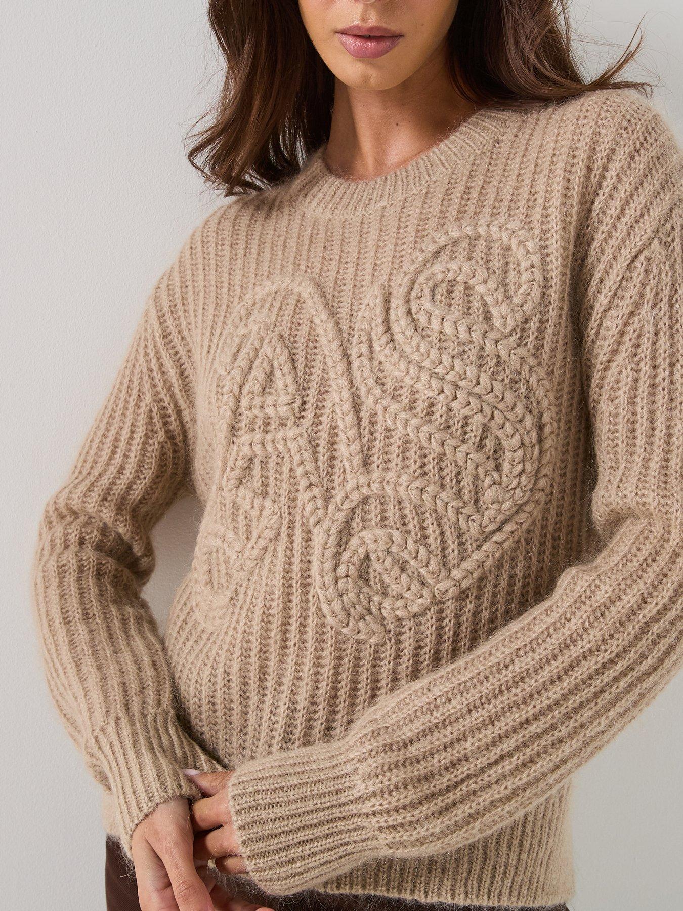 Image 4 of 5 of AllSaints Chain AllSaints Embroidered Jumper - Barley White