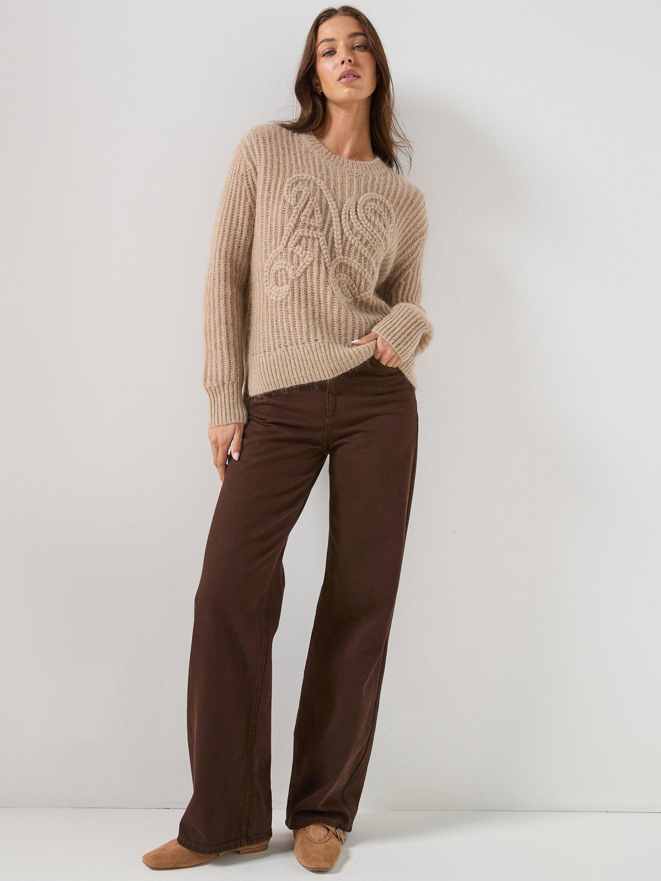 Image 5 of 5 of AllSaints Chain AllSaints Embroidered Jumper - Barley White