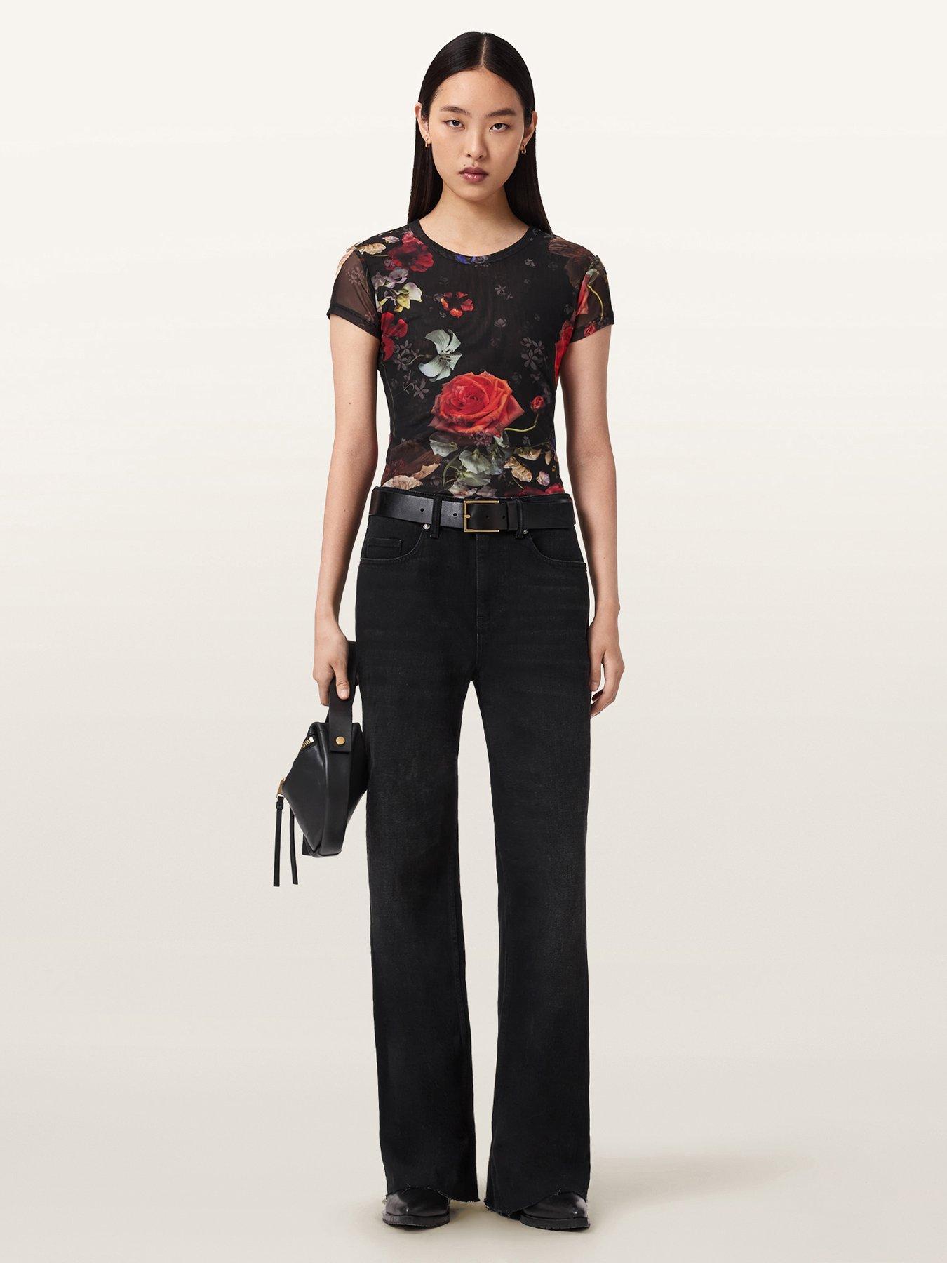 AllSaints Ellie Haze Mesh Tee - Black