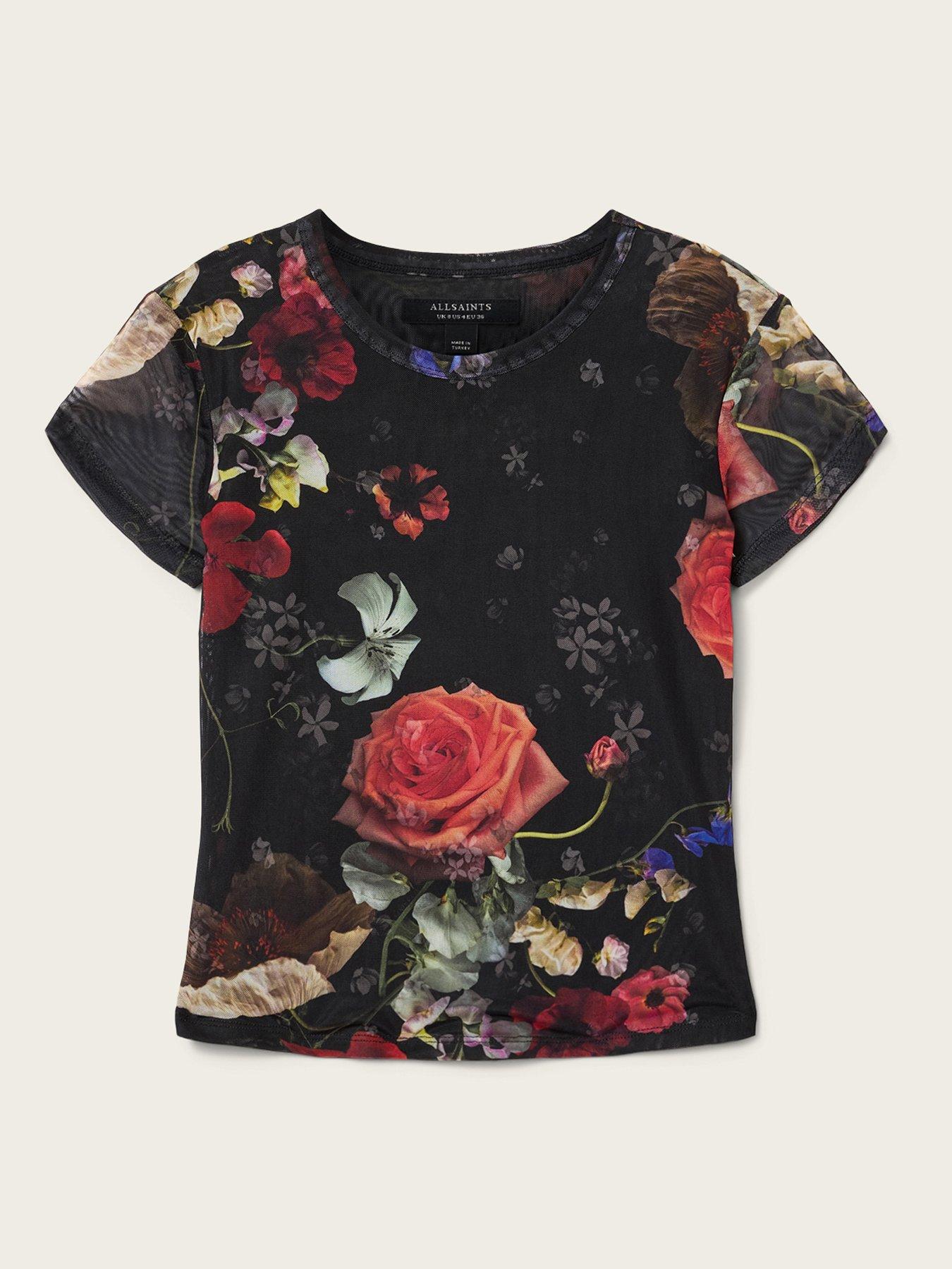 Image 5 of 5 of AllSaints Ellie Haze Mesh Tee - Black