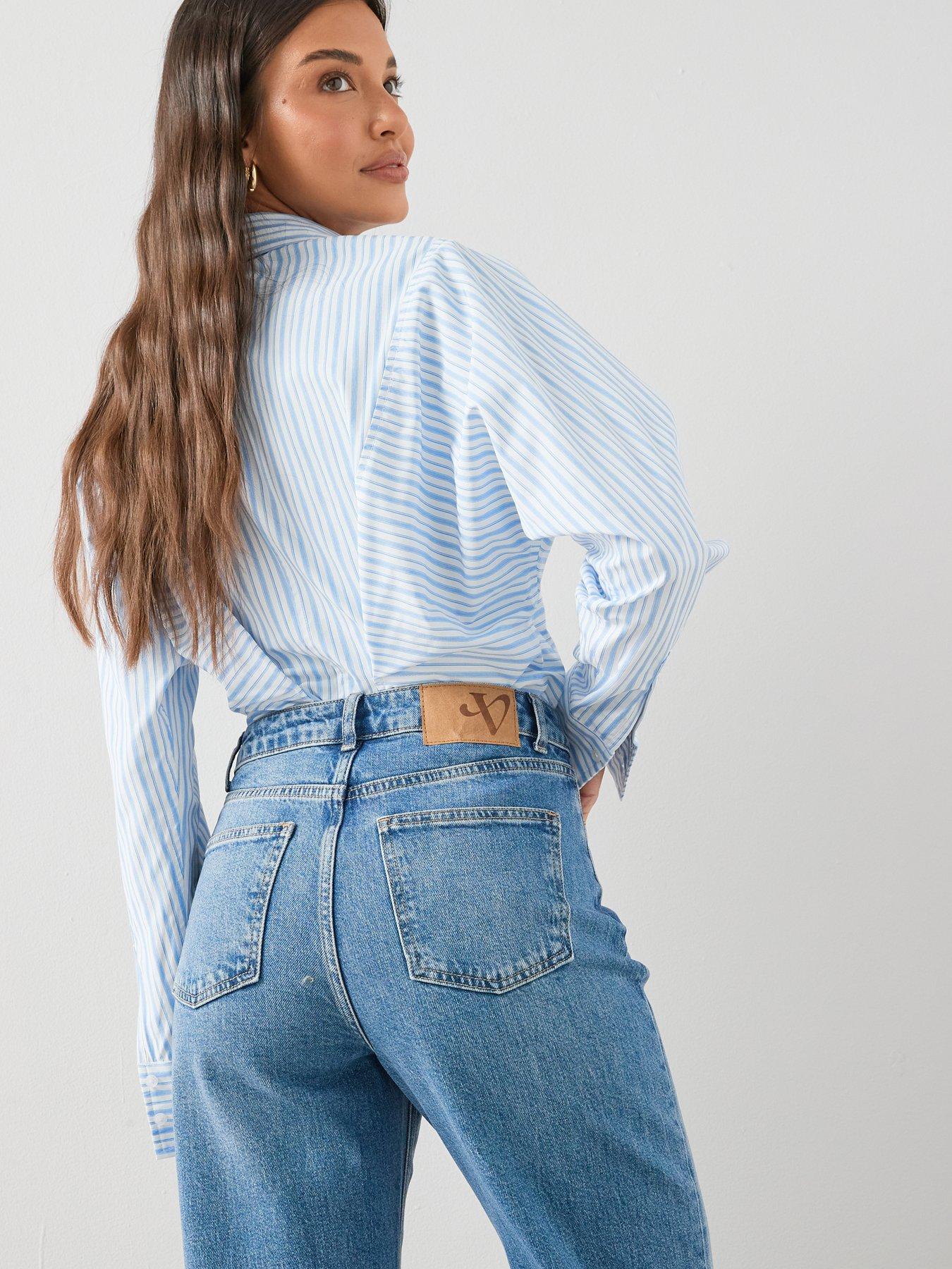 The Very Collection Wide Leg Jeans With Stretch - Mid Wash | Very Ireland