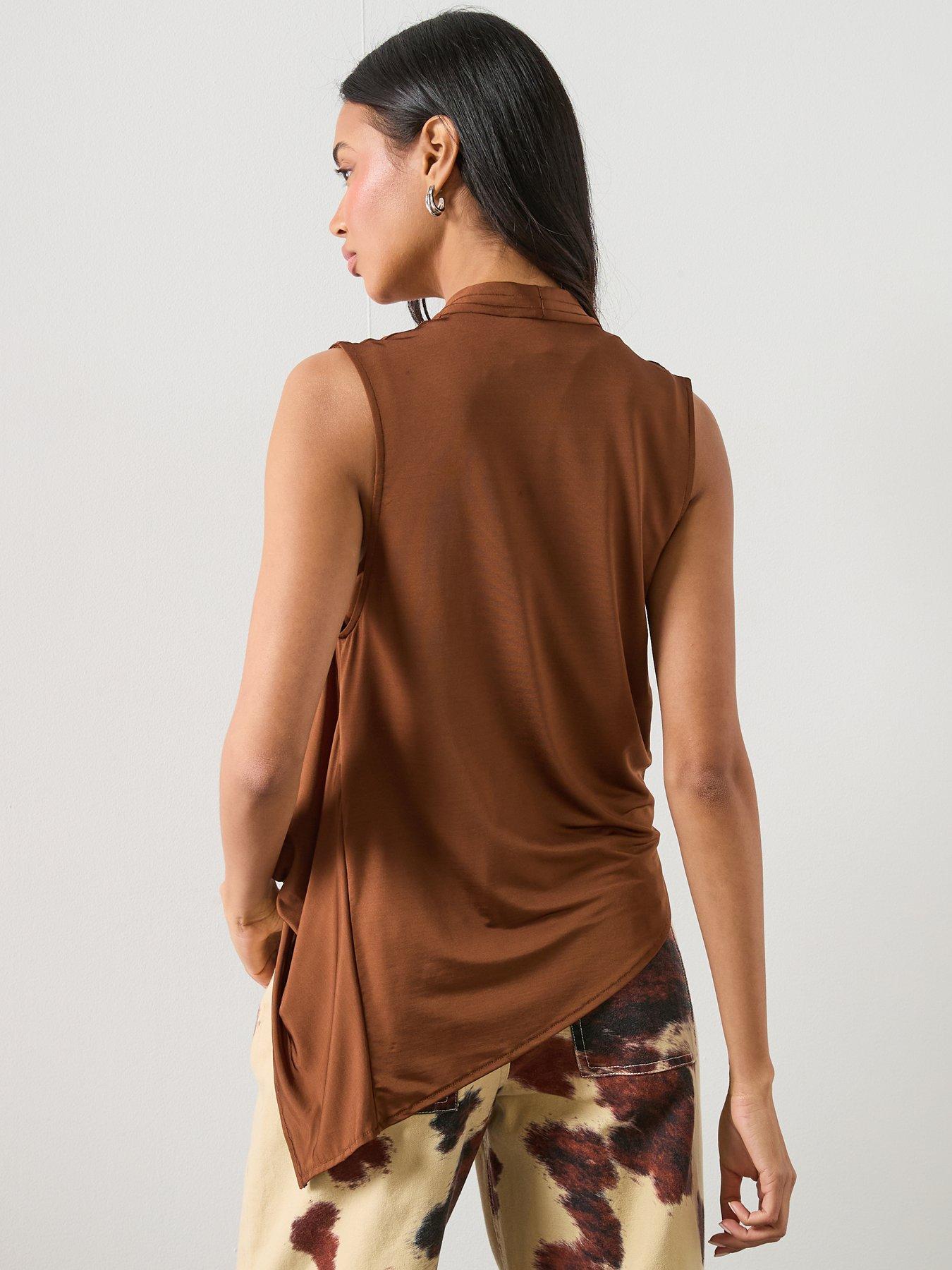 allsaints-adaline-sleeveless-drape-top-cognac-brownstillFront