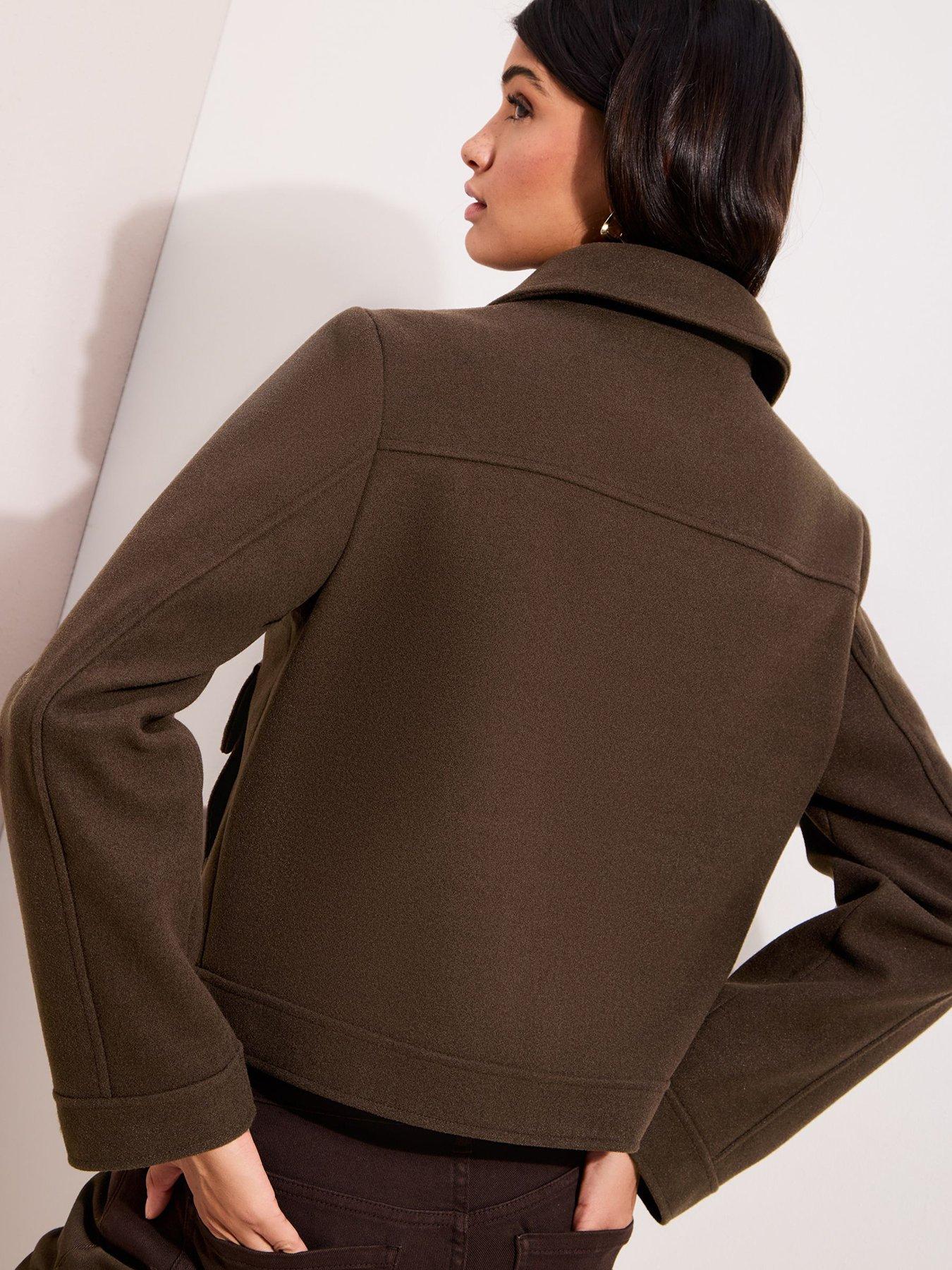 Image 2 of 5 of Friends Like These Short Zip Through Cosy Jacket - Brown