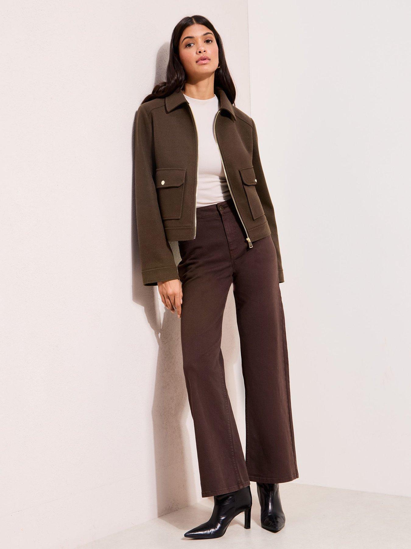 Image 3 of 5 of Friends Like These Short Zip Through Cosy Jacket - Brown