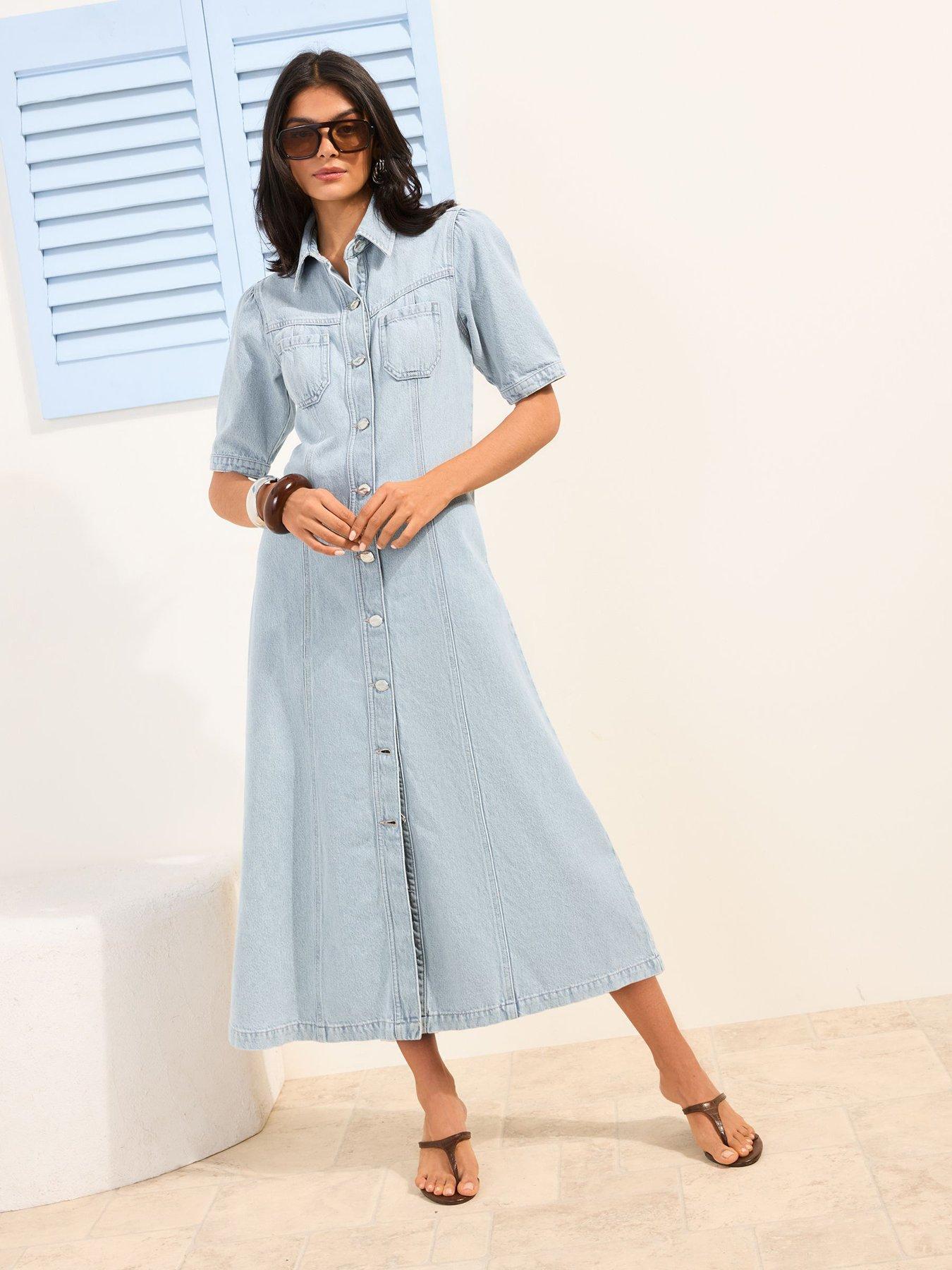 Friends Like These Denim Shirt Dress - Blue