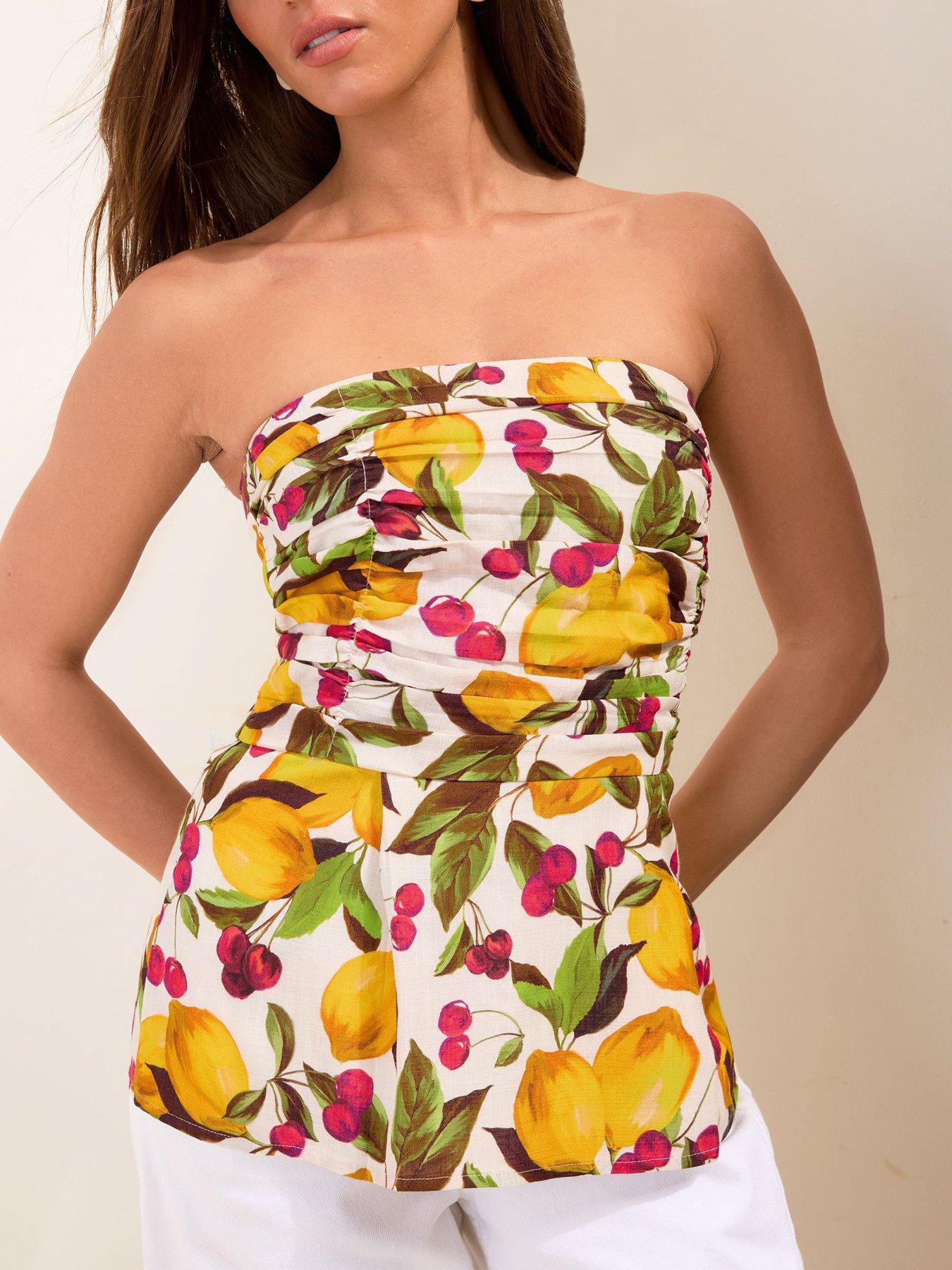 Image 5 of 5 of Friends Like These Lemon Printed Bandeau Top - Multi