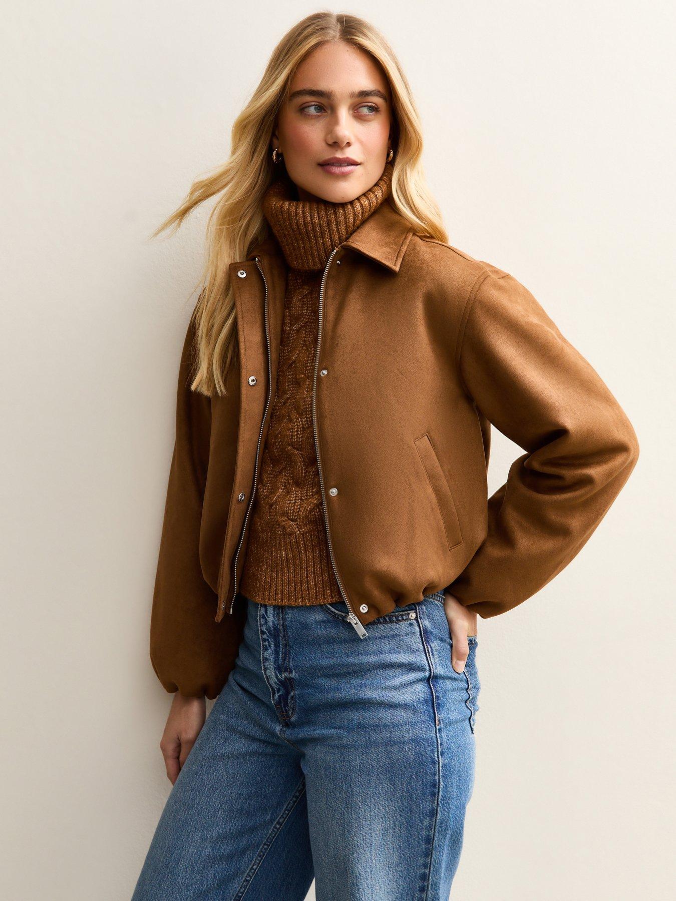 new-look-faux-suede-bubble-hem-jacket-light-brown