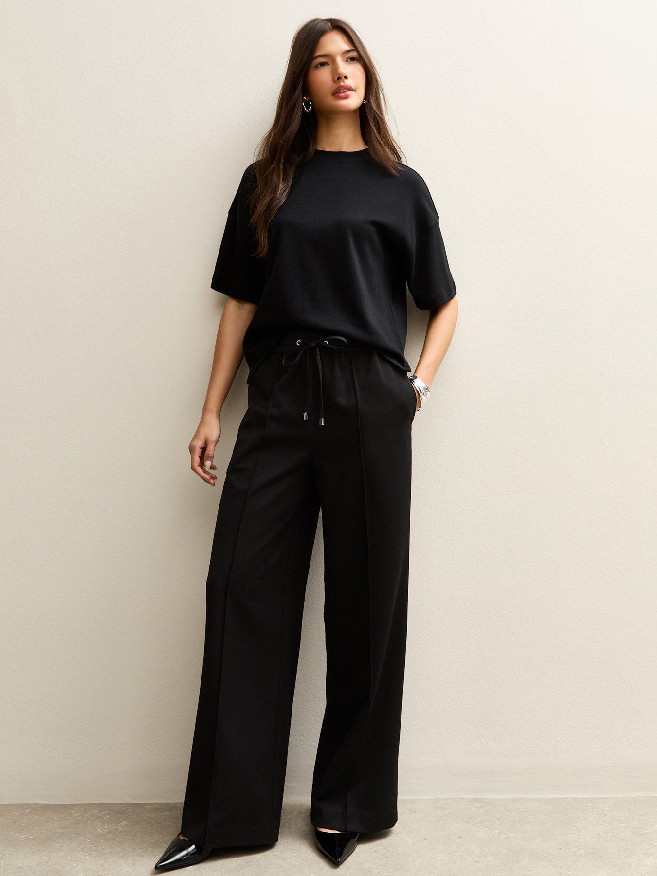 new-look-wide-leg-drawstring-trousers-black