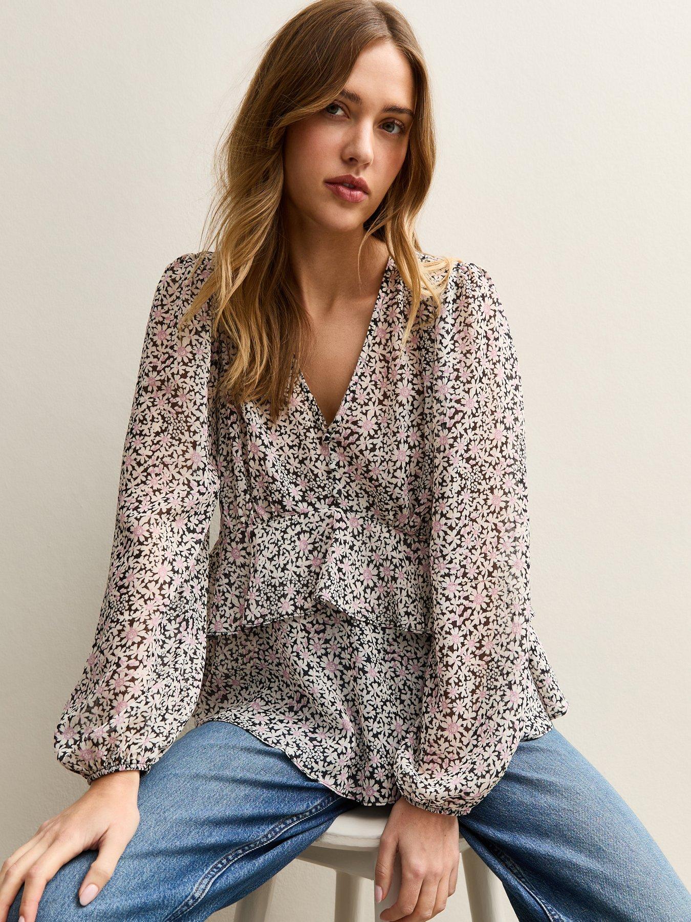 new-look-daisy-v--neck-sheer-chiffon-tea-blouse-blackpink