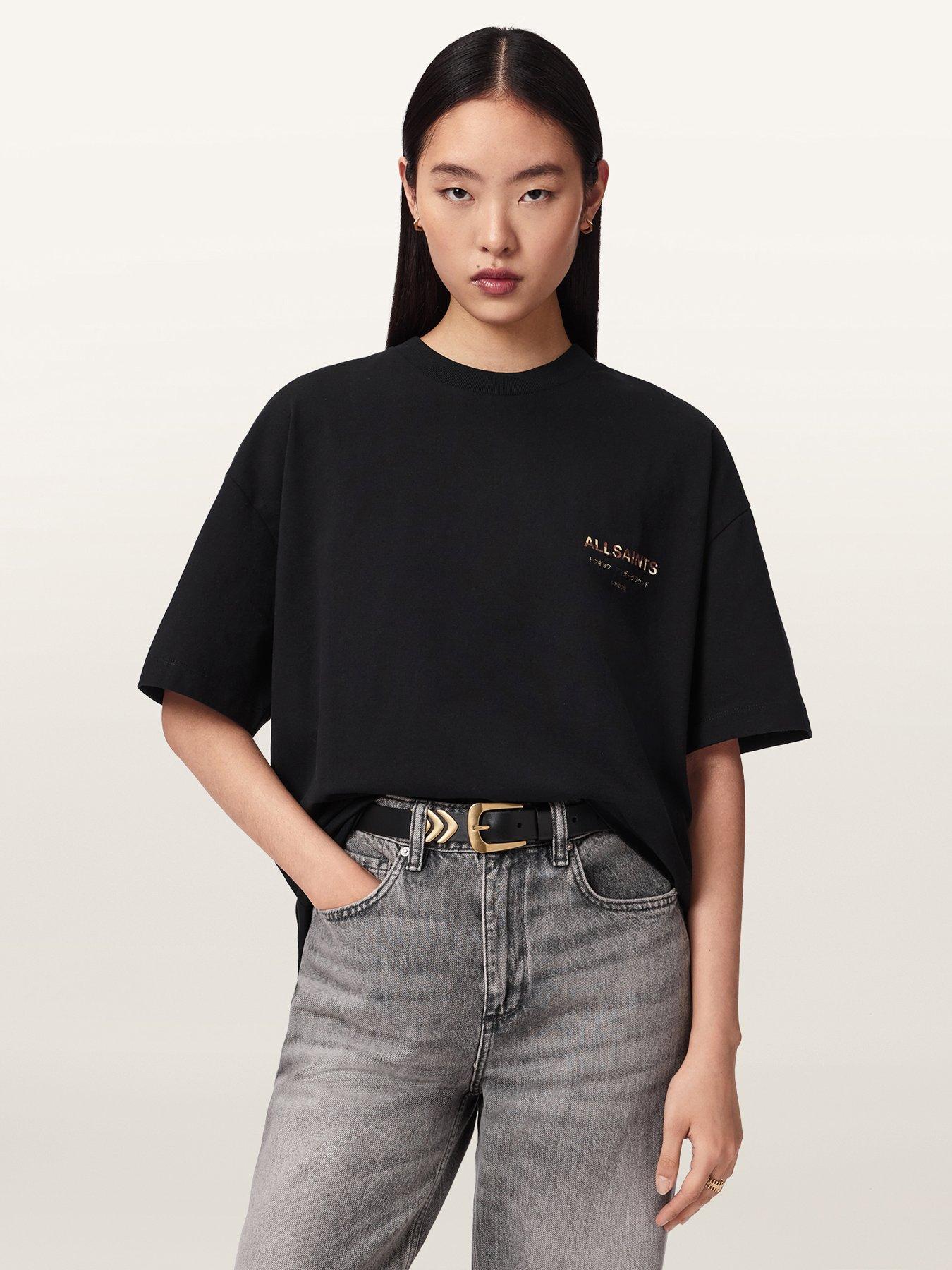 allsaints-underground-etta-tee-blackcow-printoutfit