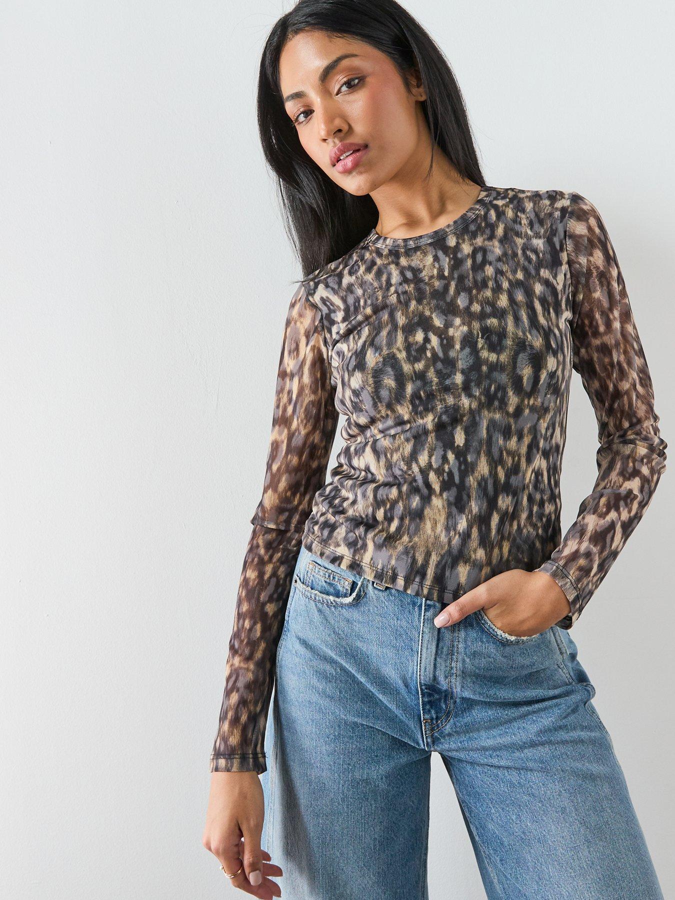 AllSaints Ellie Mesh Ls Tee - Leppo Brown