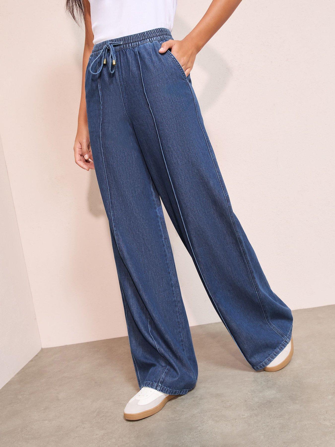 friends-like-these-pintuck-elasticated-wide-leg-jeans-bluefront