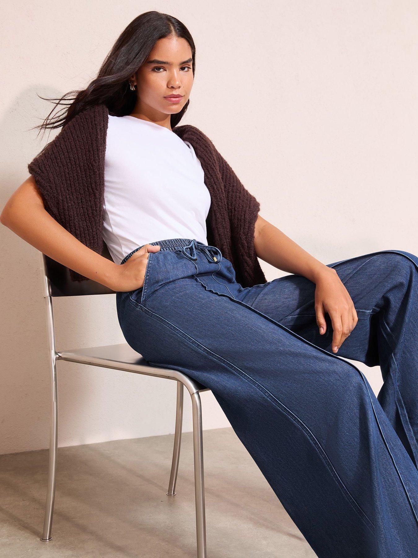 friends-like-these-pintuck-elasticated-wide-leg-jeans-bluedetail