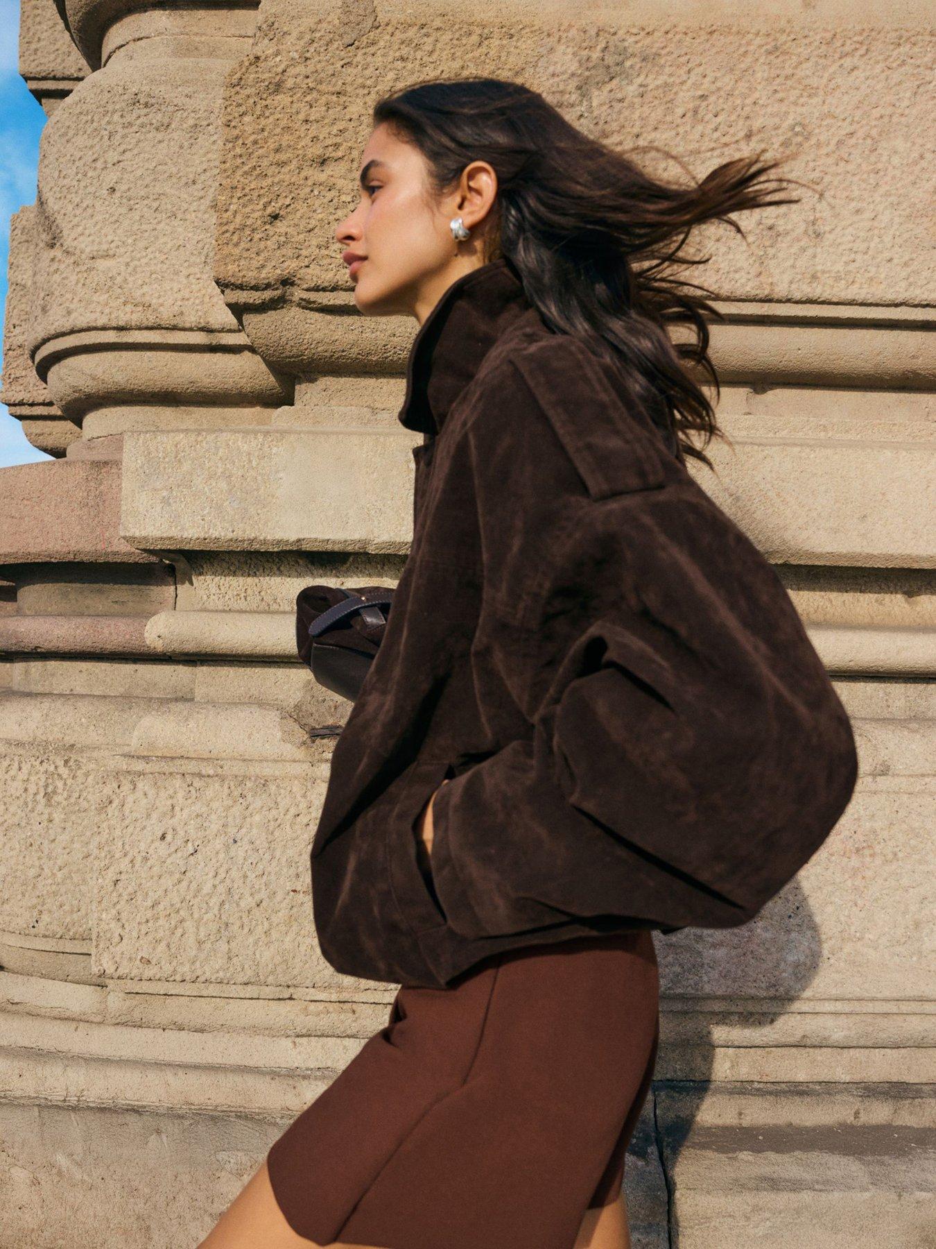 friends-like-these-faux-suede-oversize-bomber-jacket-brownstillFront