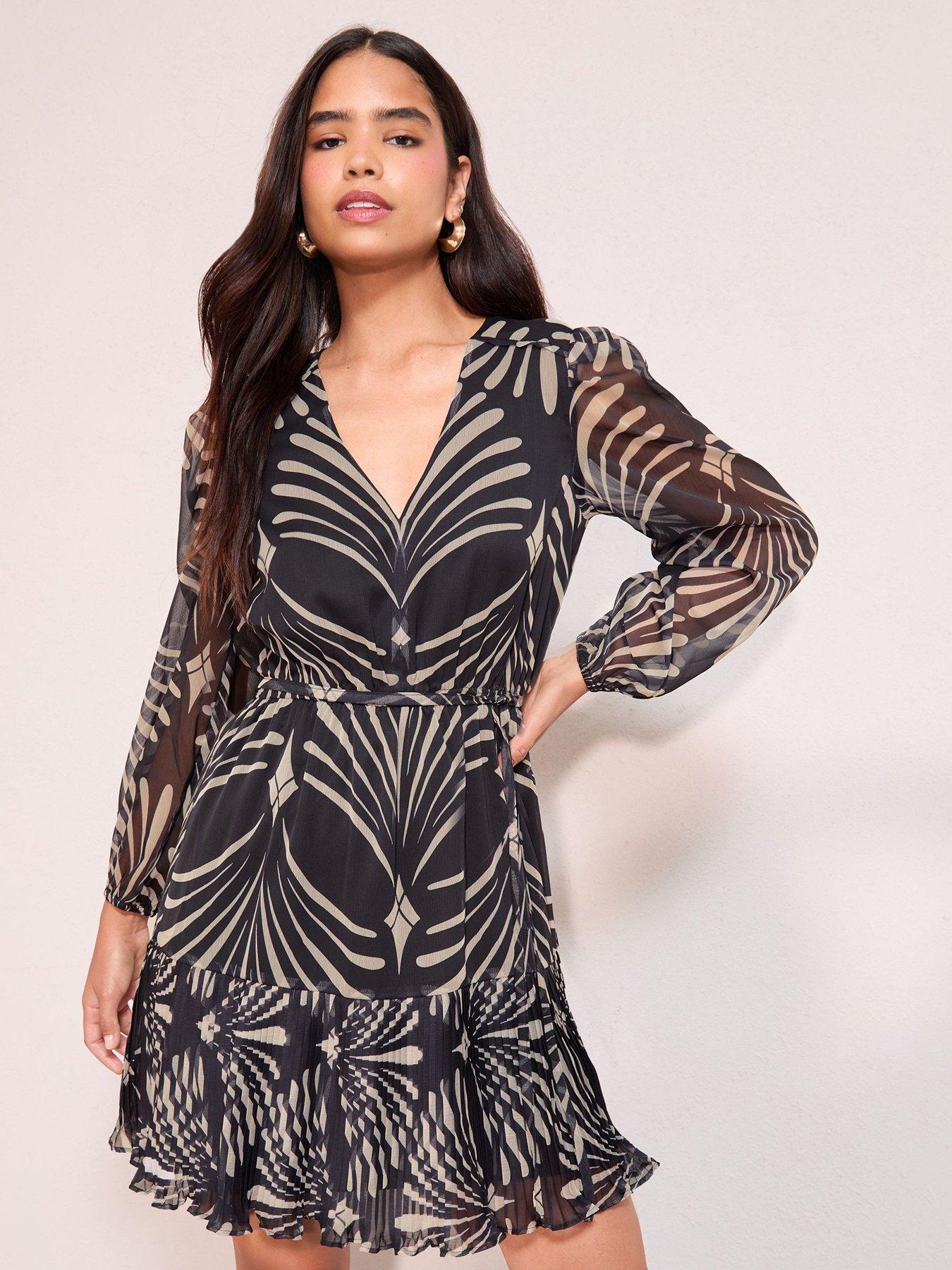 Friends Like These Chiffon Pleat Hem Mini Dress - Black