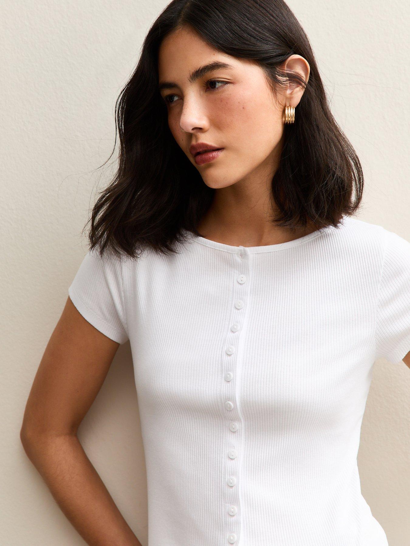 new-look-button-through-t-shirt-whiteoutfit