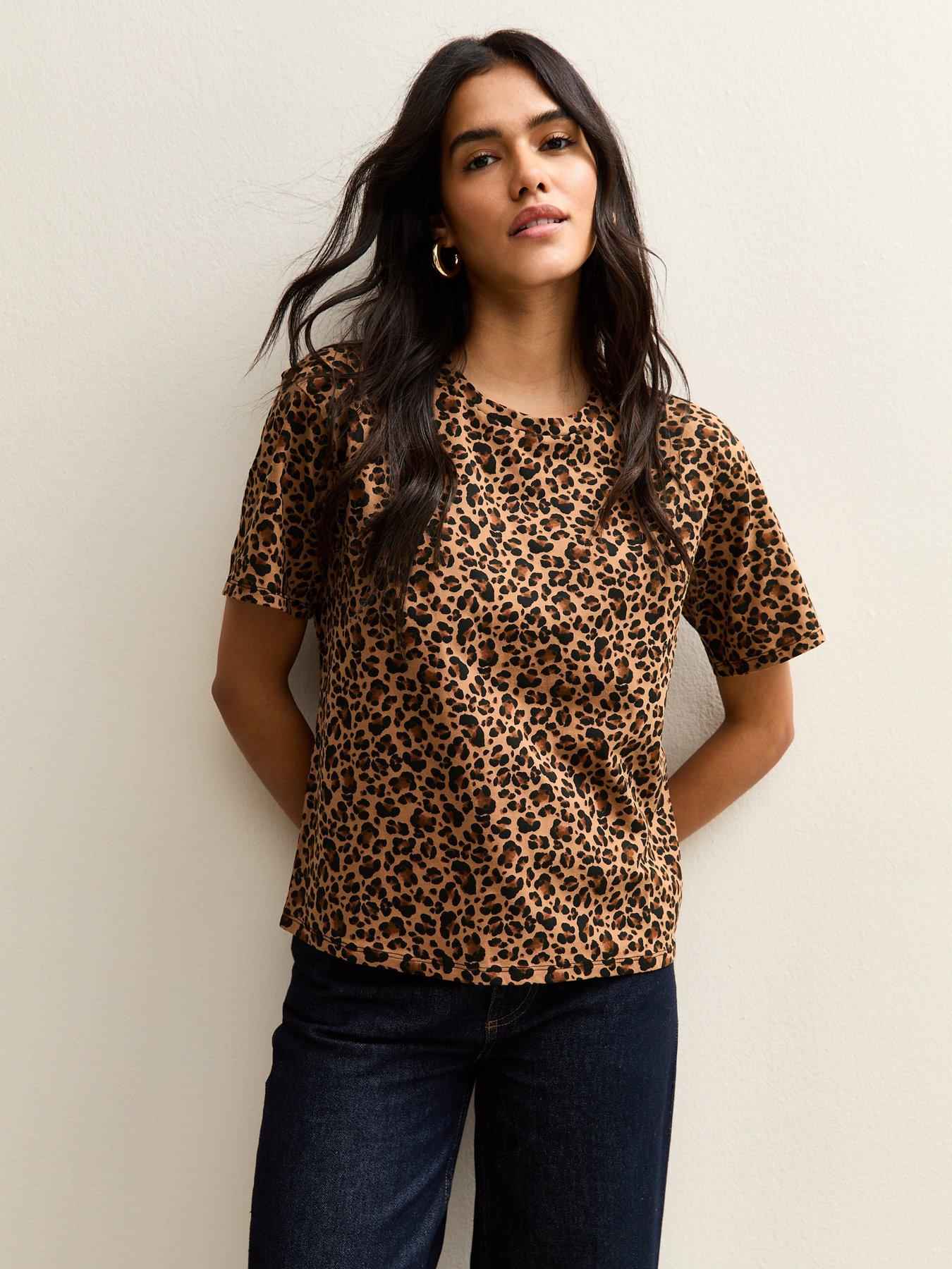 New Look Leopard Print T-Shirt - Brown
